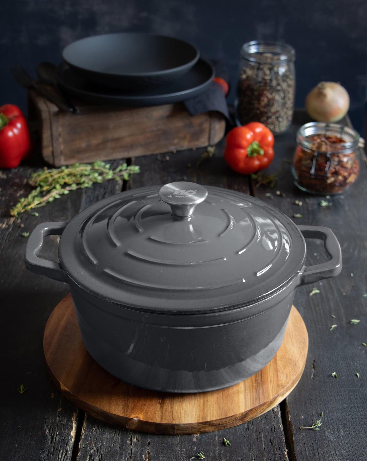 ELO Gusseisen Topf rund 26 cm grau