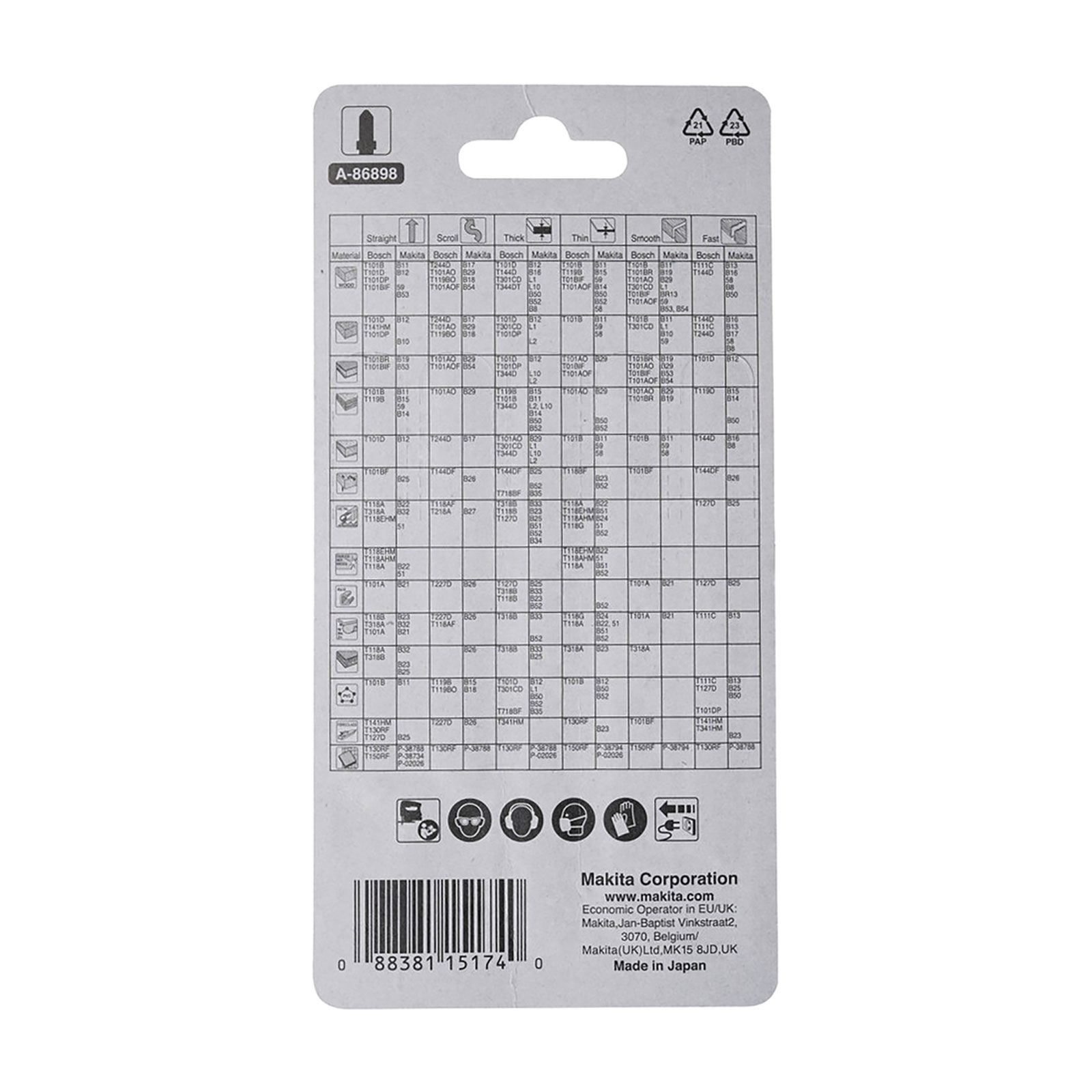 Makita A-86898 Stichsägeblatt-Set 5 tlg.