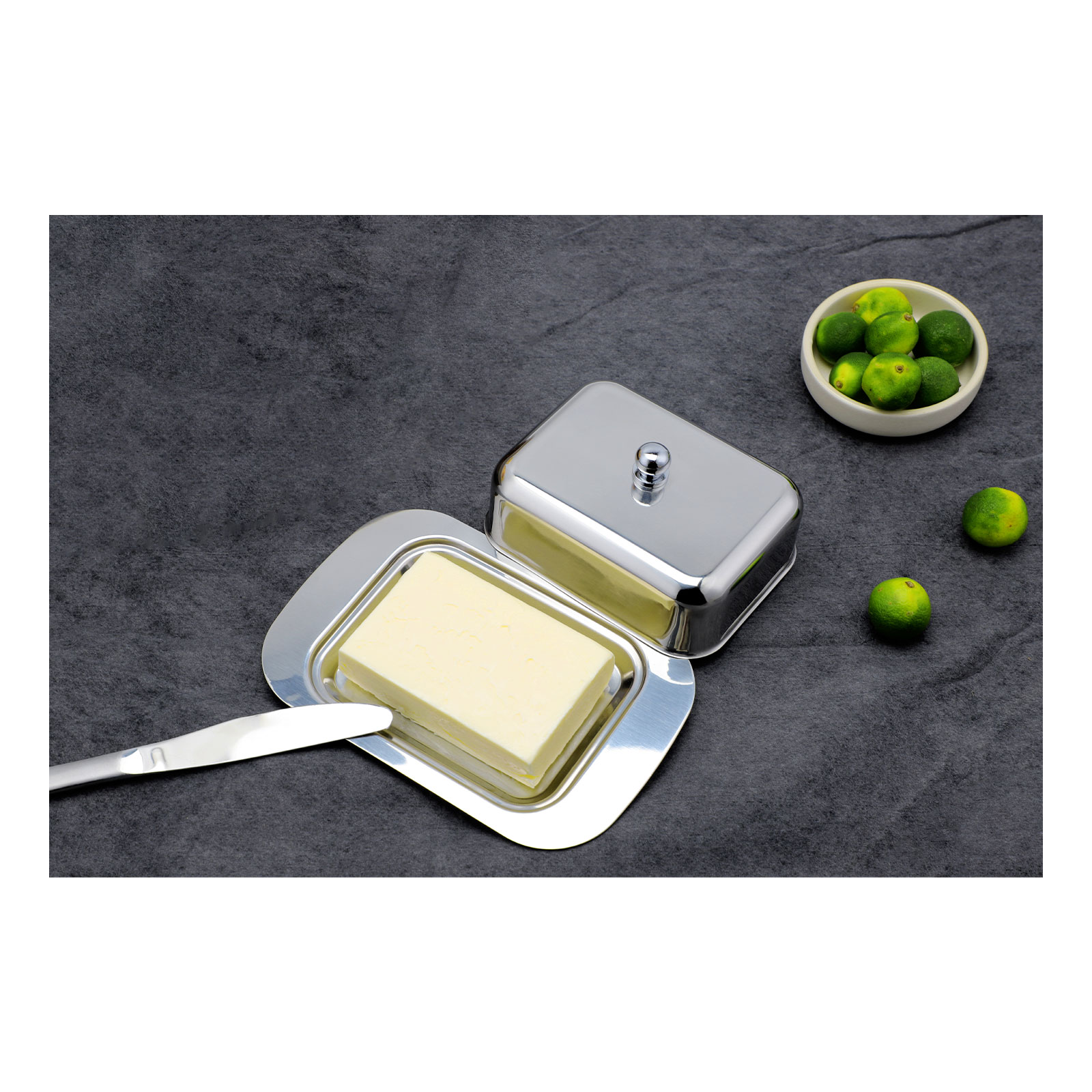 Echtwerk Butterdose aus Edelstahl silber