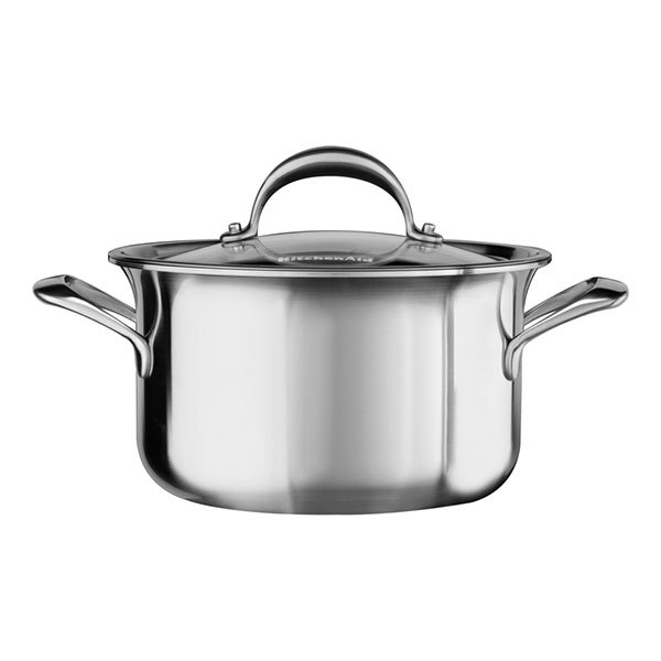 KitchenAid Kasserolle mit Deckel KC2C30EHST Edelstahl Kochtopf 18 cm