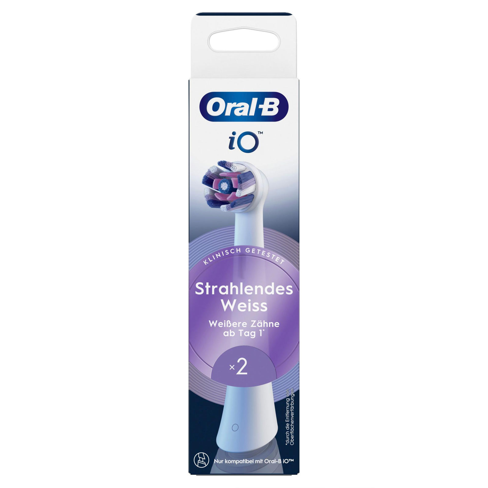 Oral-B iO Strahlendes Weiss, Original Aufsteckbürsten, Weiß, 2er