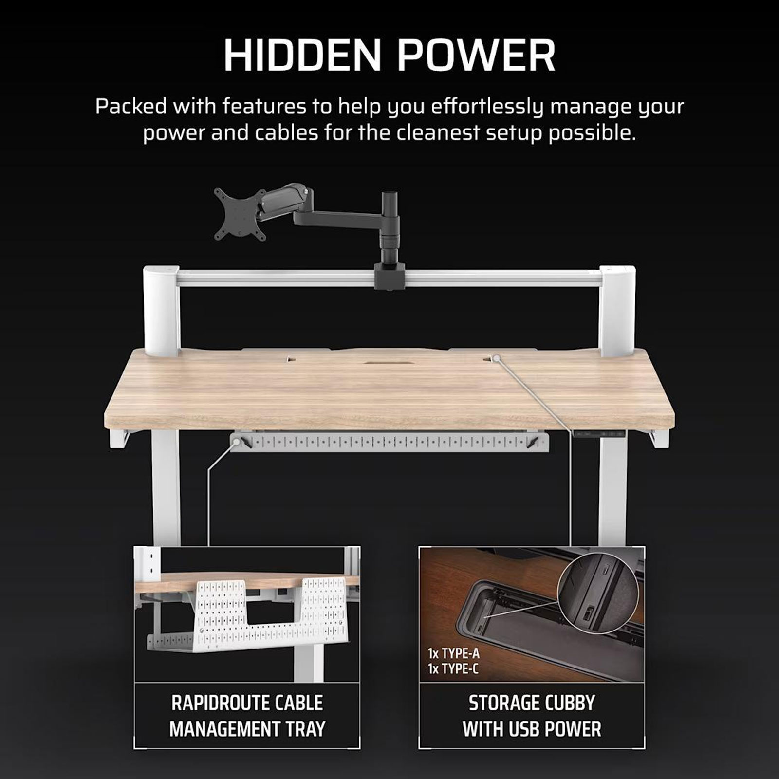 Corsair Platform:4 Elevate-Schreibtisch, Holz in heller Kieferbeizung
