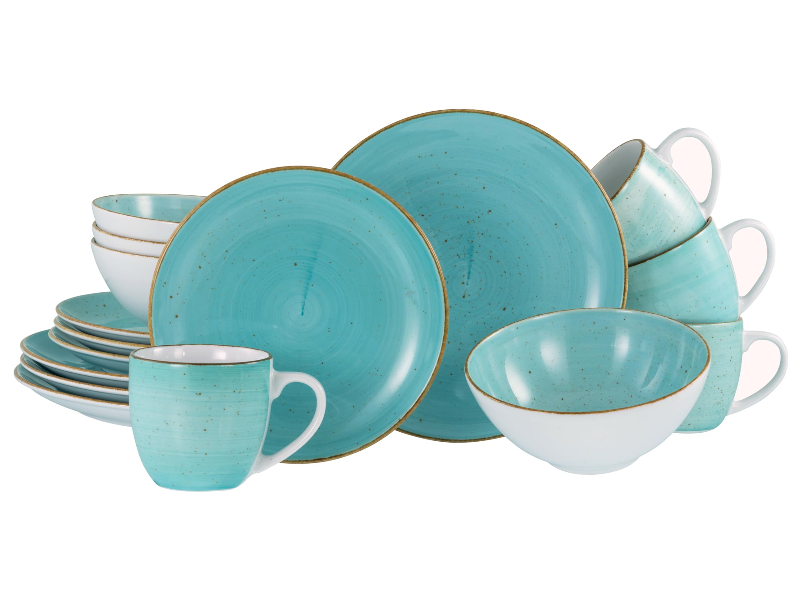Creatable, 24539, Serie Vintage Nature Aqua, 16-tlg Geschirrset für 4 Personen