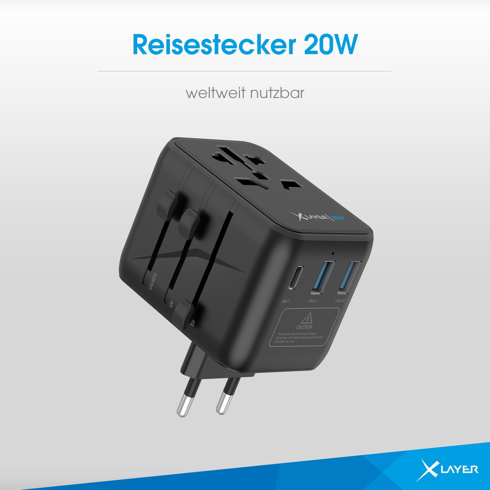 XLayer Ladegerät (USB-C) Reisestecker weltweit 20W