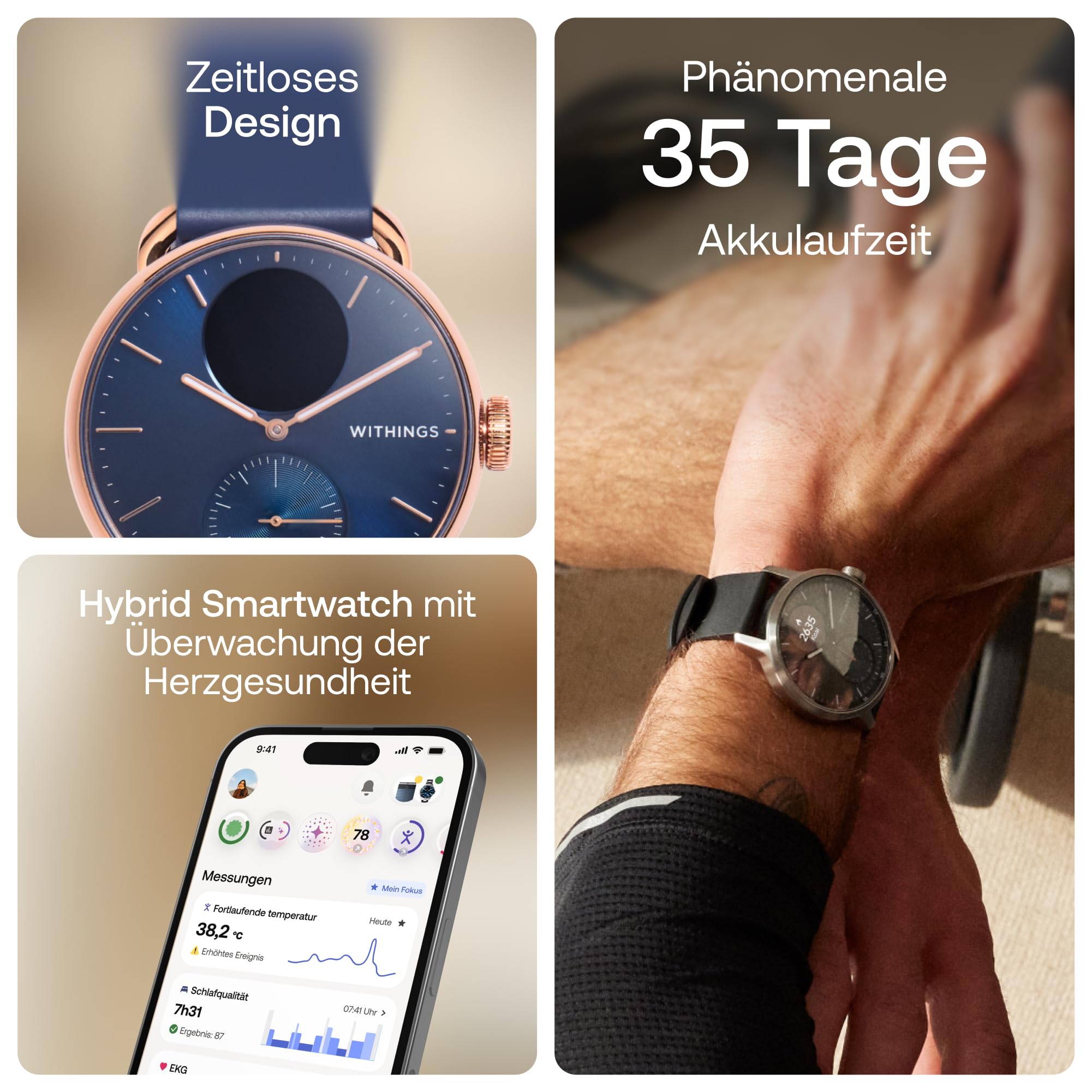 Withings ScanWatch 2 – Gesundheits-Smartwatch für Damen und Herren