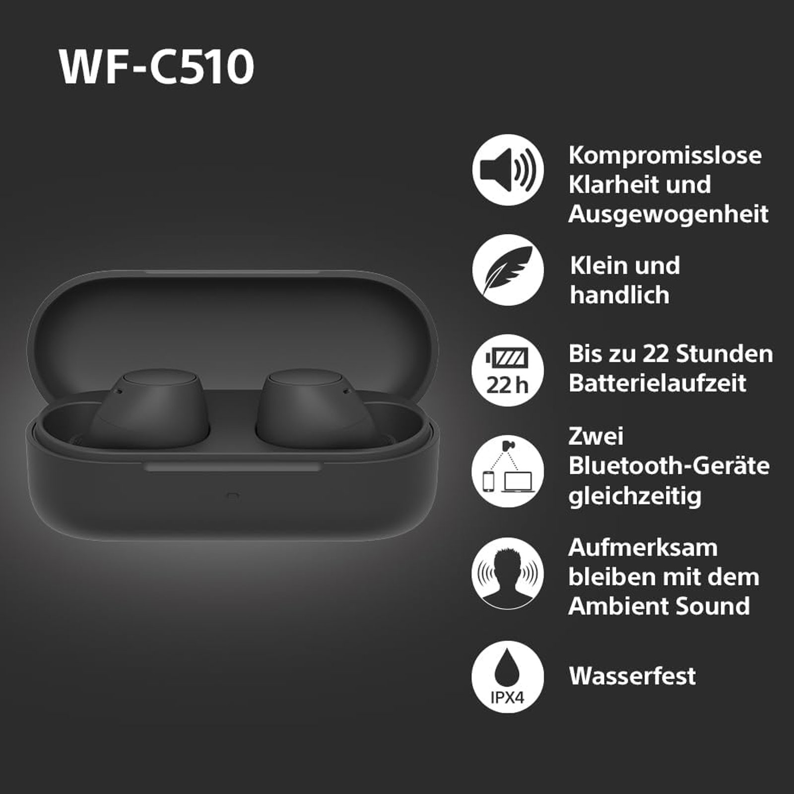 Sony WF-C 510  In-Ear Kopfhörer, Schwarz