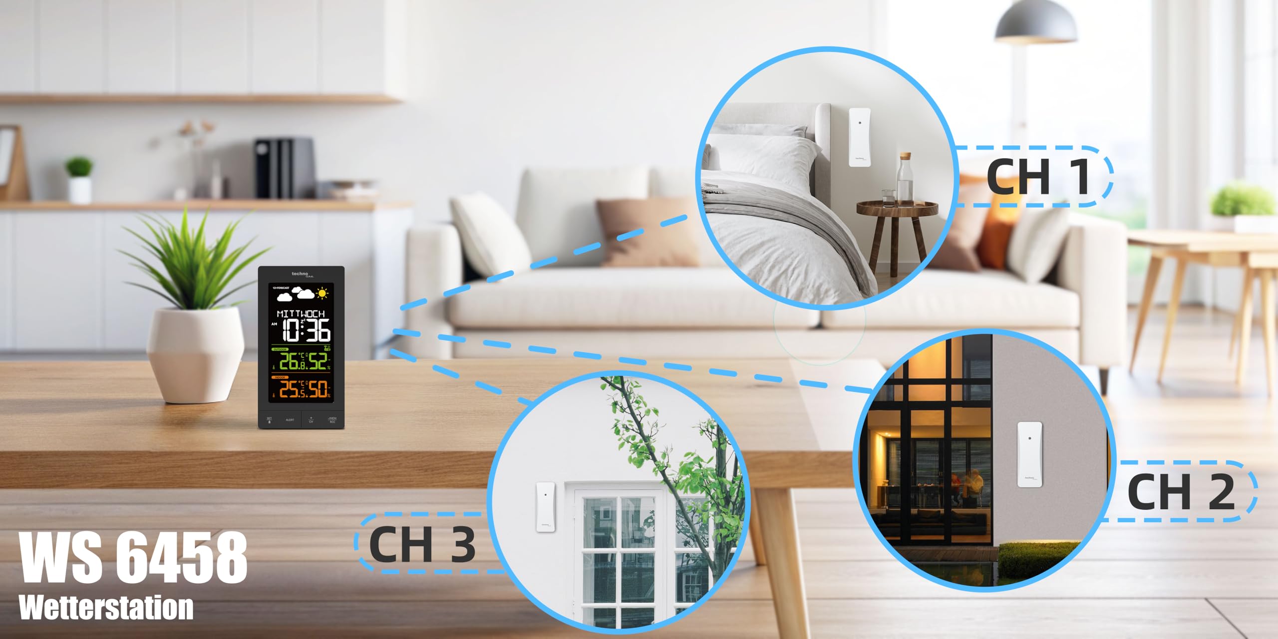 Funk - Wetterstation WS6458 mit Außensender TX308