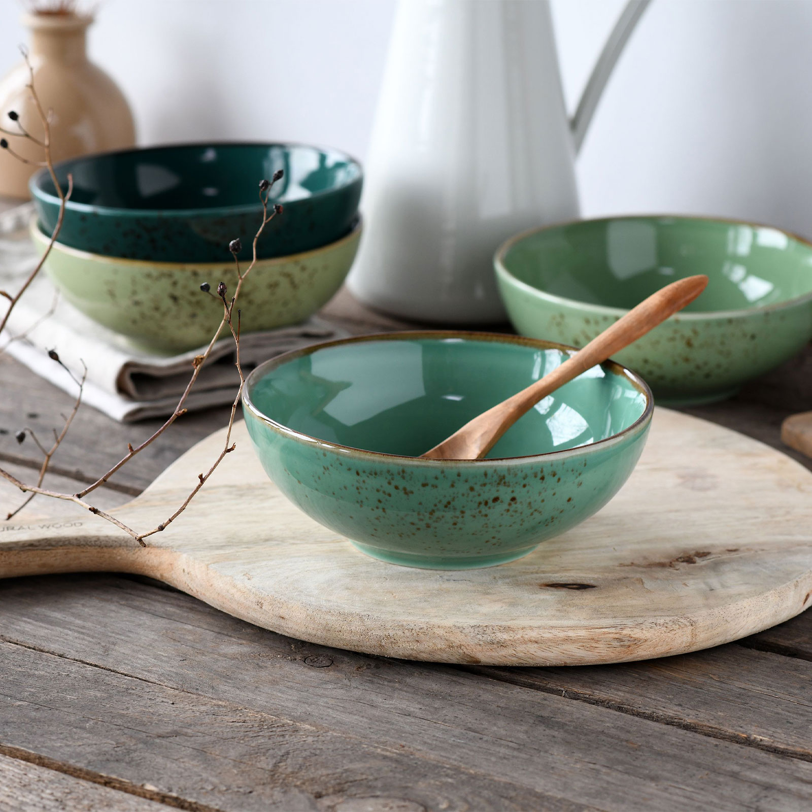 CreaTable 24224 Nature Collection Green Life, Bowl Set 12-teilig