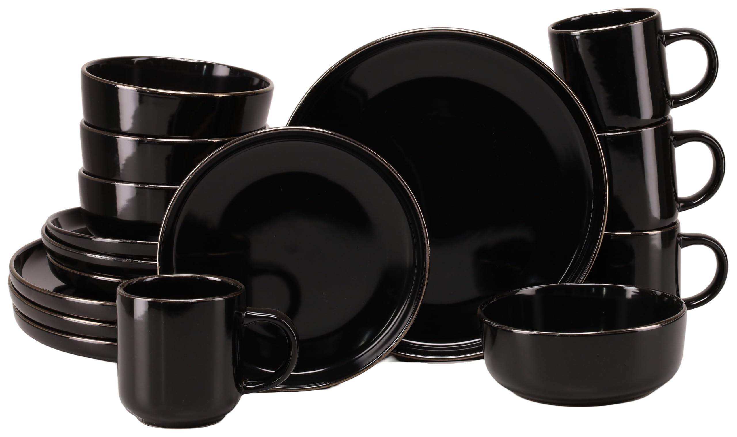 CreaTable 24783 Kombiservice  Serie Nordic Festive Schwarz 16-tlg. 4 Personen