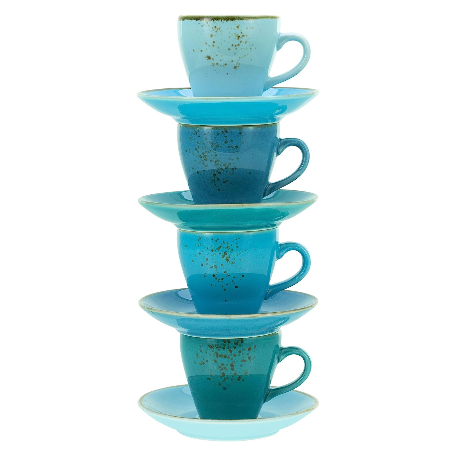 CreaTable, 23698, Serie Nature Collection AQUA Bistrotassen, Espresso Set 8 teilig, Steinzeug