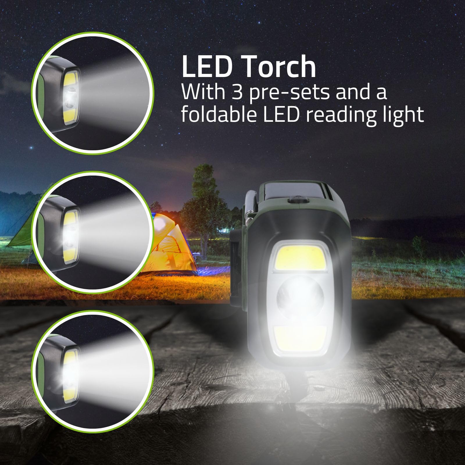 NEDIS RDDBCR2000 grün Notfallradio DAB+ FM Wecker, tragbar Batterie Solar