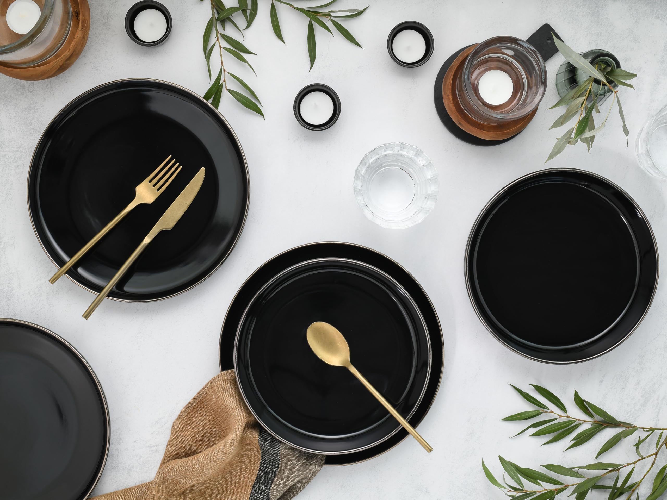 CreaTable 24785 Tafelservice Serie Nordic Festive Schwarz 12-tlg. 6 Personen
