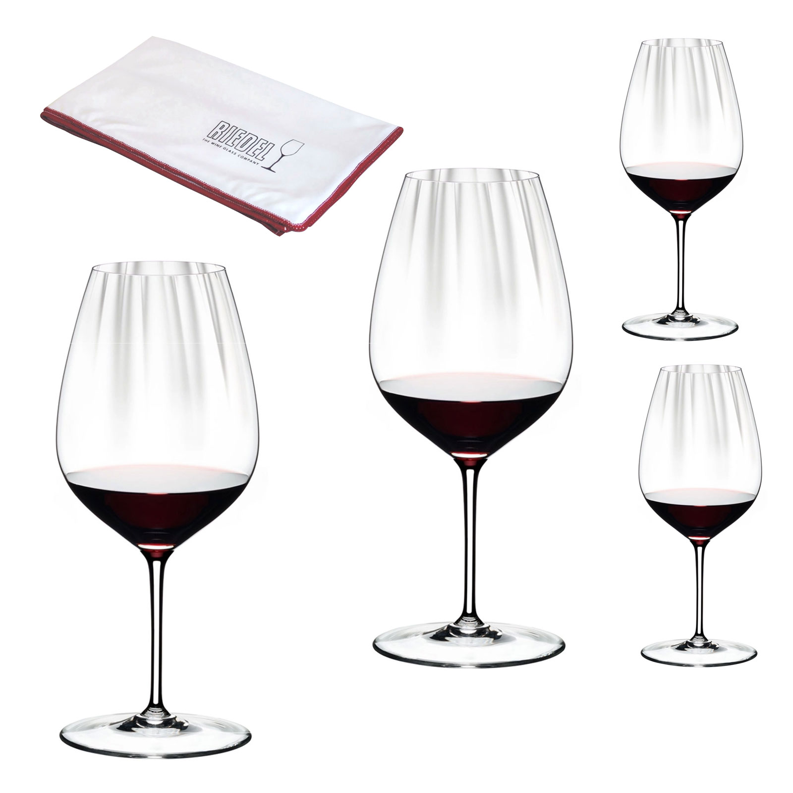 Riedel Performance Cabernet Merlot 4er Set Rotweinglas Weinglas Glas 834 ml inkl  Microfaser Poliertuch