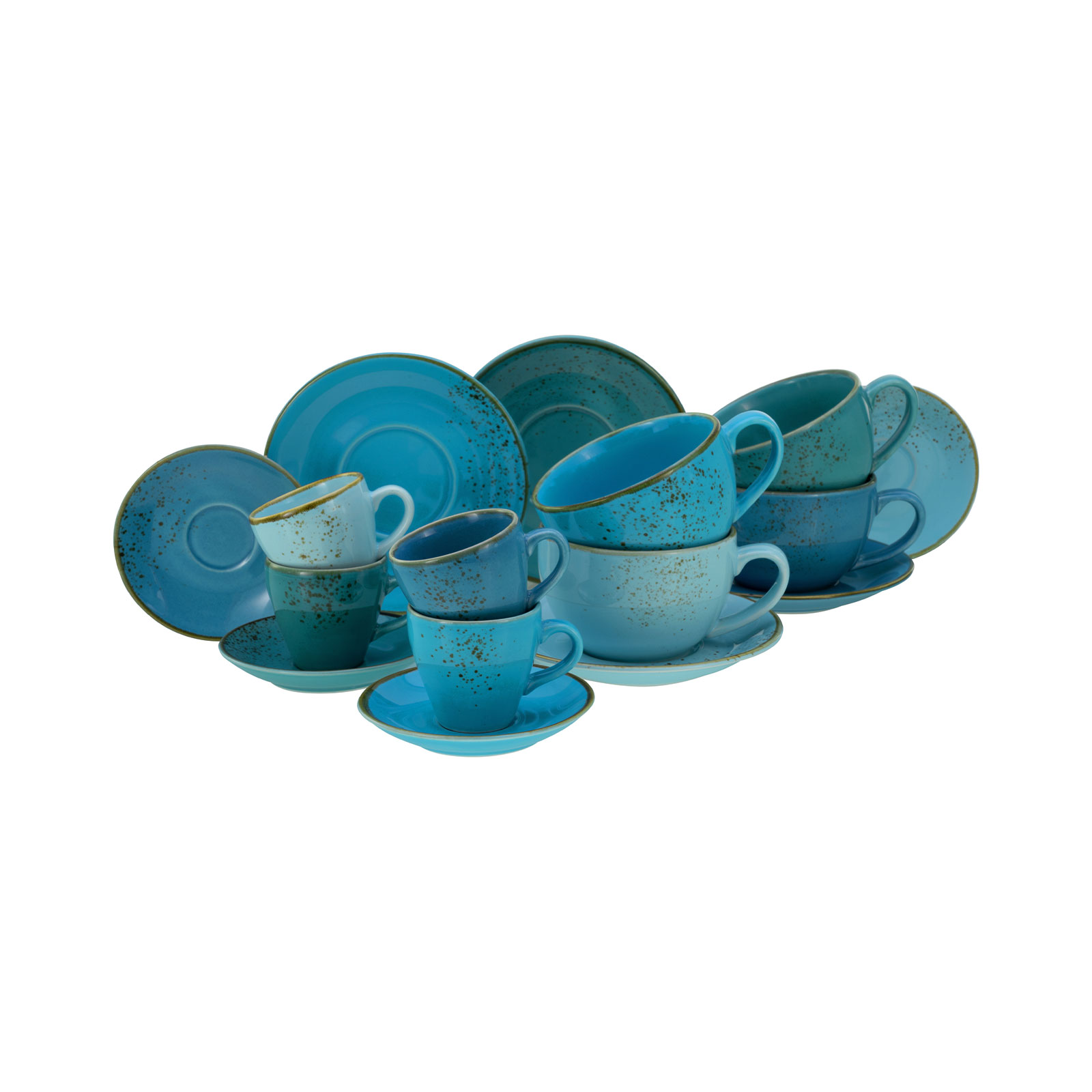 CreaTable, 23415, Serie Nature Collection AQUA Bistrotassen Set, Geschirrset, Tassen Set 16 teilig