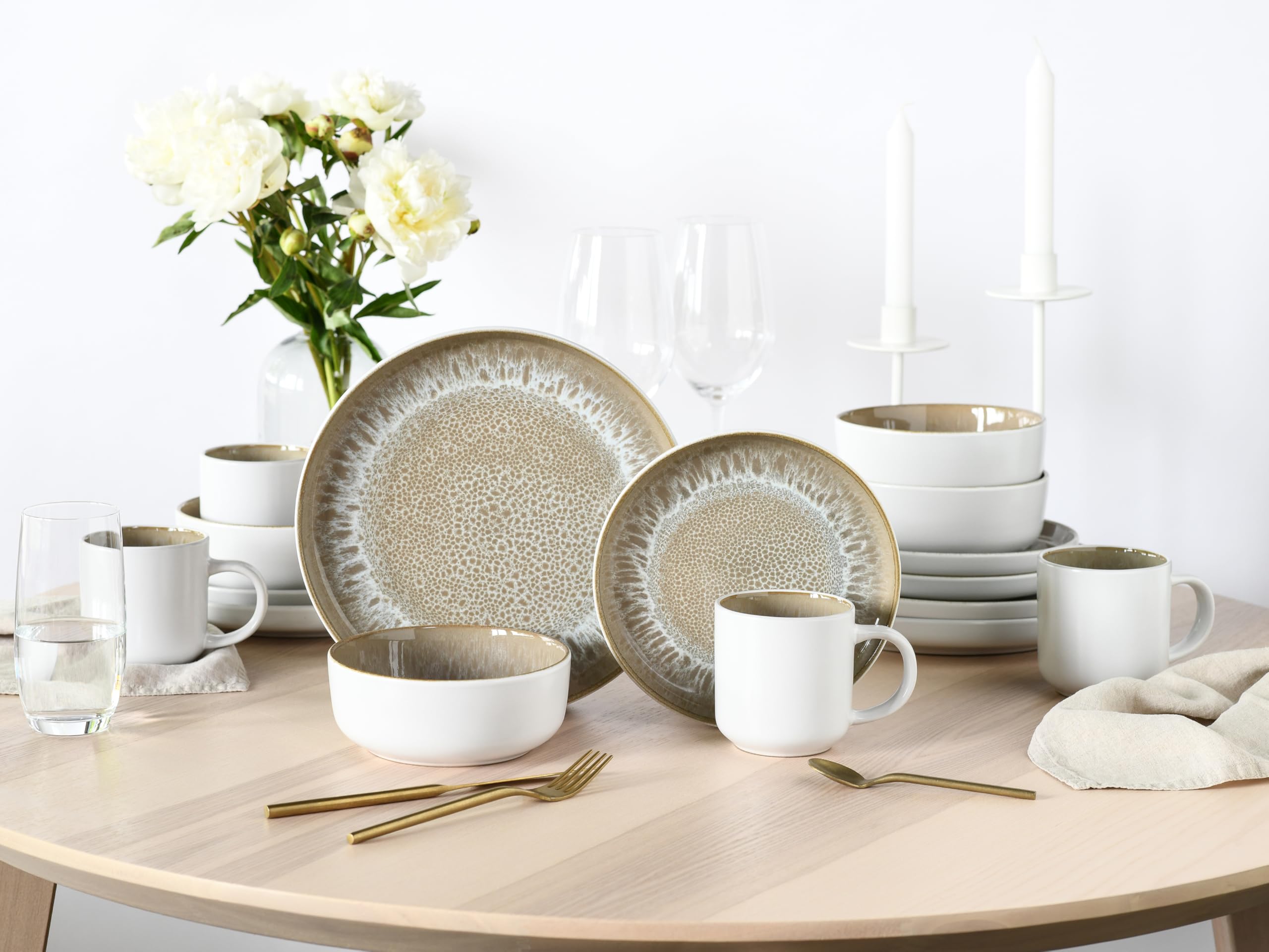 CreaTable 24715 Kombiservice Serie Nordic Fjord Sand 16-tlg. 4 Personen