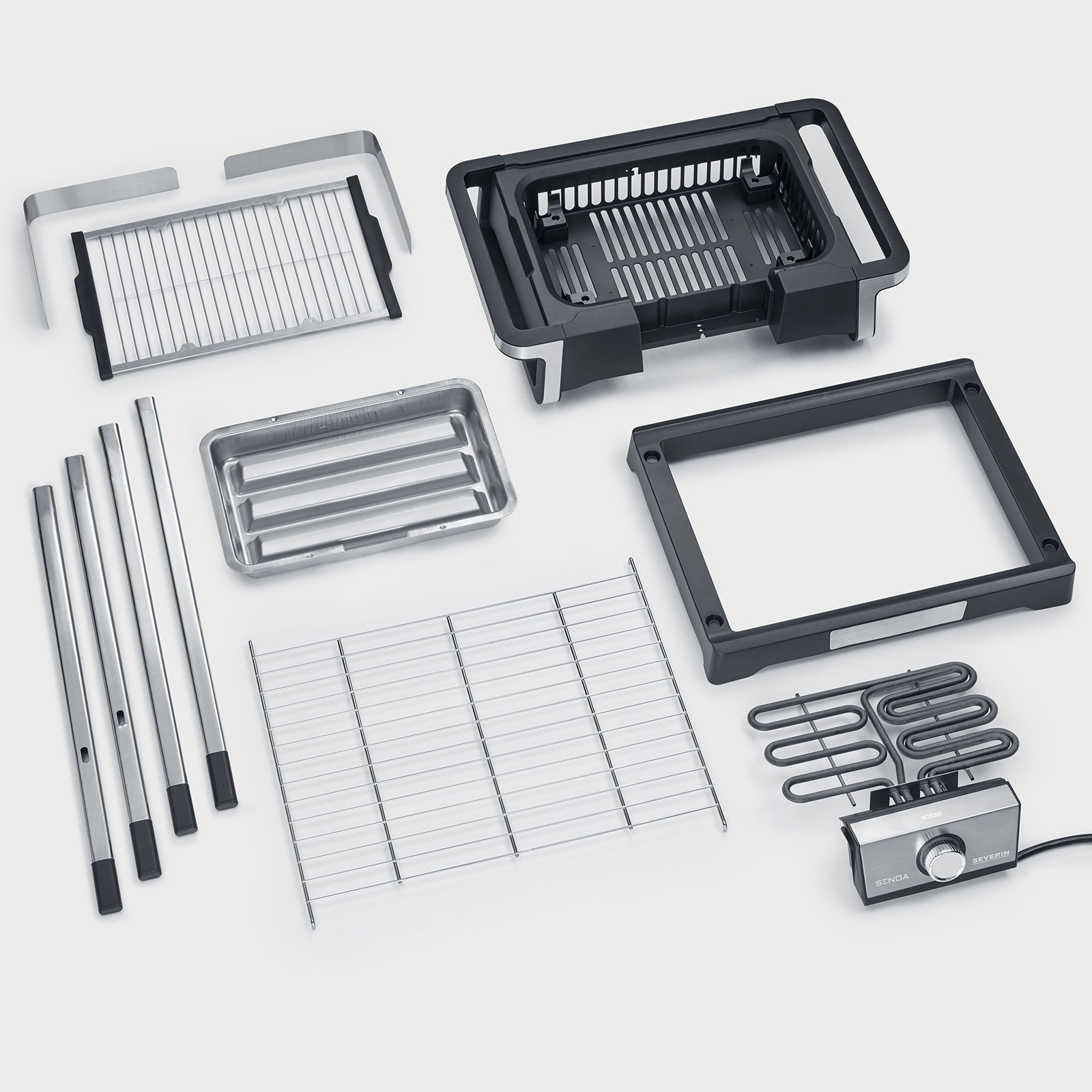 Severin PG 8117 Senoa Boost S Standgrill schwarz / silber Severin PG 8117 Senoa Boost S Standgrill schwarz / silber