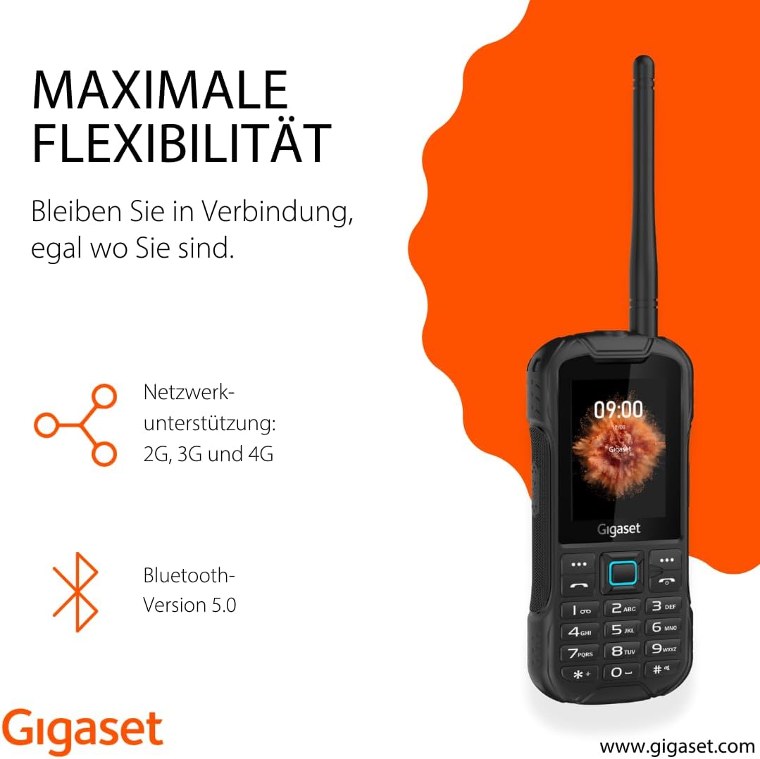 Gigaset GLX8 ACTIVE Robustes 4G-Outdoor-Tastenhandy mit Walkie-Talkie-Funktion Staub- & wasserdicht Gigaset GLX8 ACTIVE Robustes 4G-Outdoor-Tastenhandy mit Walkie-Talkie-Funktion Staub- & wasserdicht