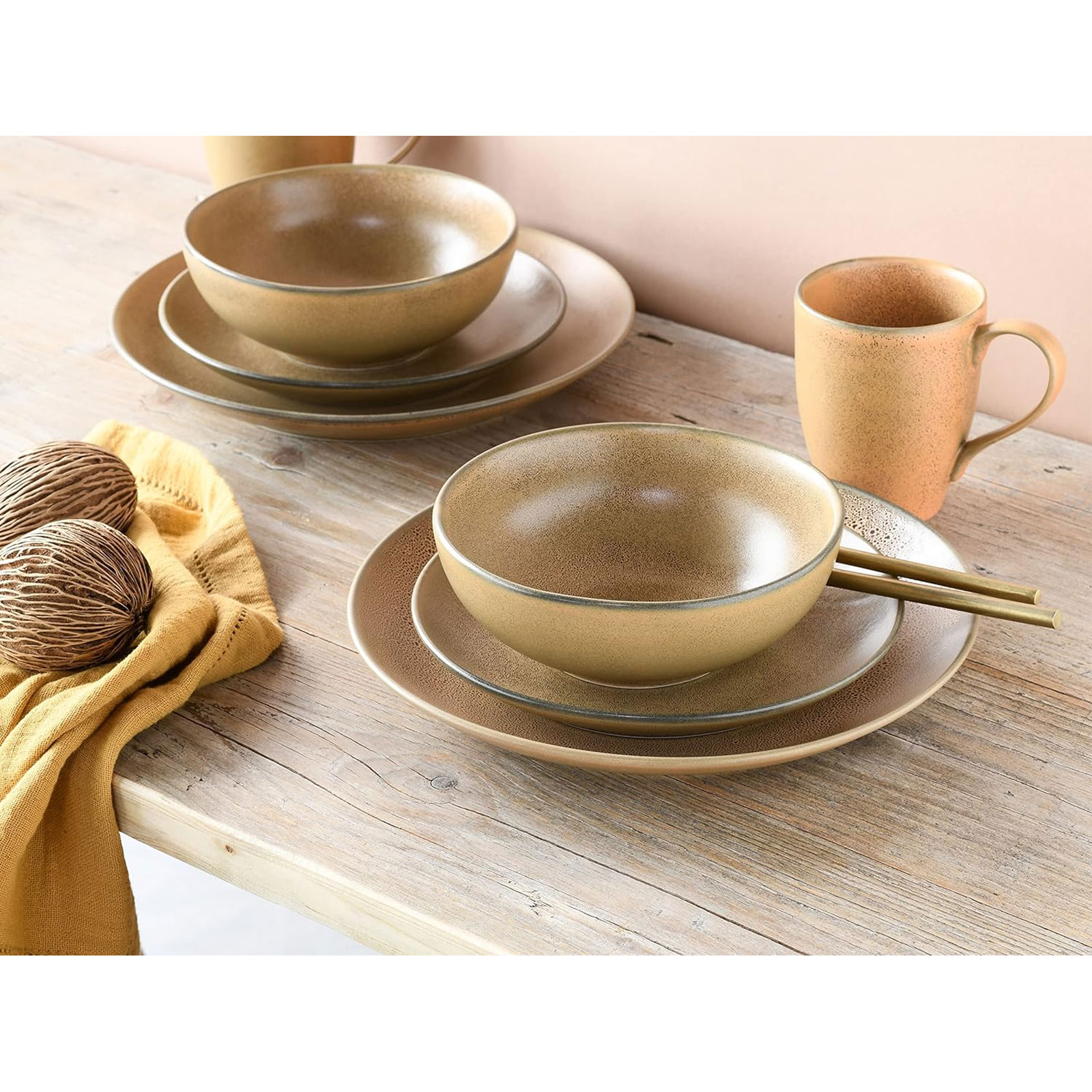CreaTable, 25855, Serie Sierra Nevada Tierra, Geschirrset, Kombiservice 8 teilig