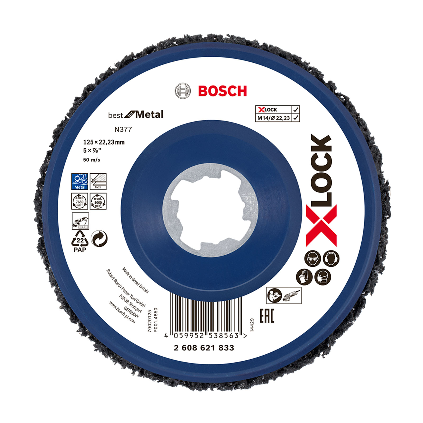 Bosch Professional X-LOCK Grobreinigungsscheibe N377, 125mm Schleifscheibe