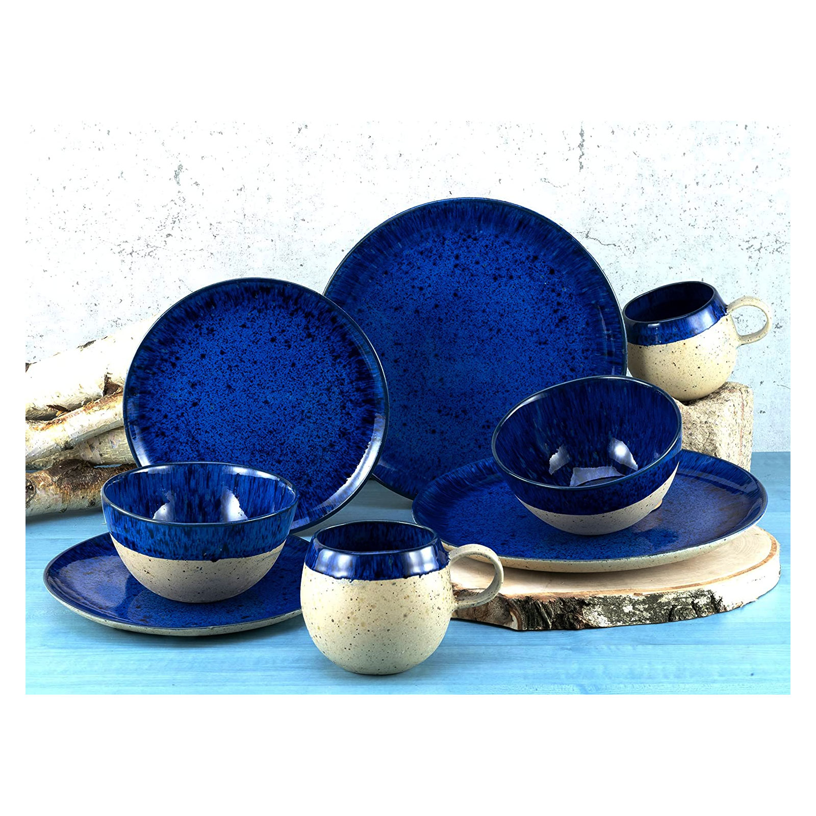 CreaTable, 23636, Serie Deep Blue Sea, Geschirrset, Kombiservice 8 teilig