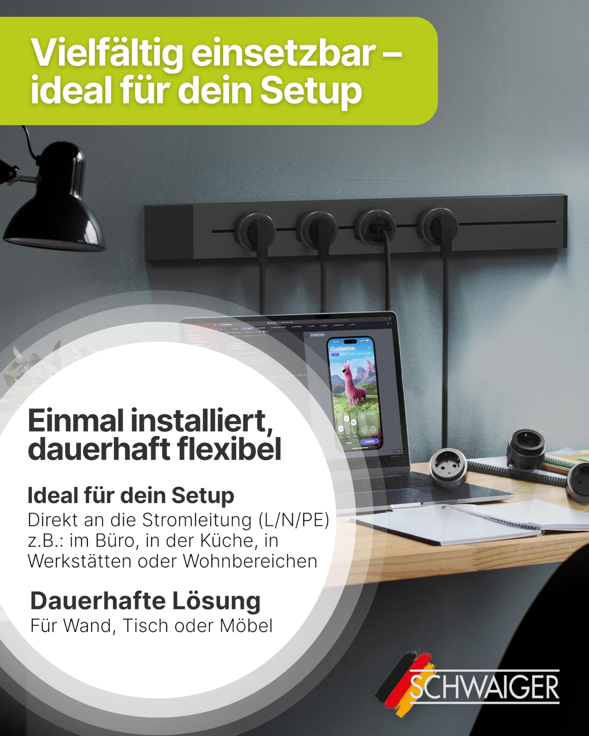 SCHWAIGER Steckdosenadapter für modulare Stromschiene