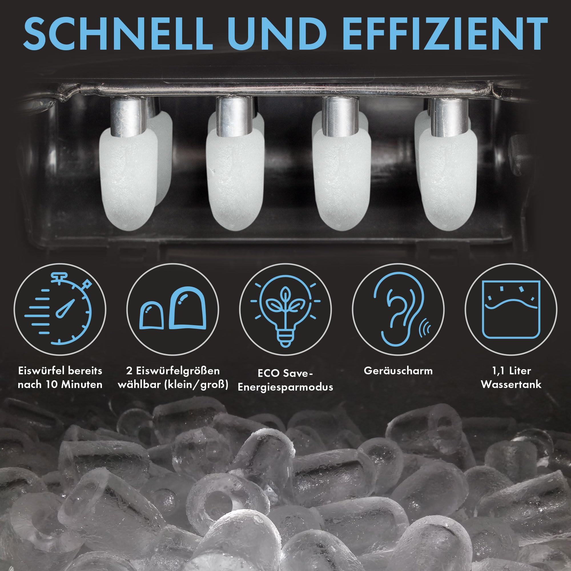 Clatronic® Eiswürfelmaschine schnelle Produktion - Eiswürfel in 10 Minuten