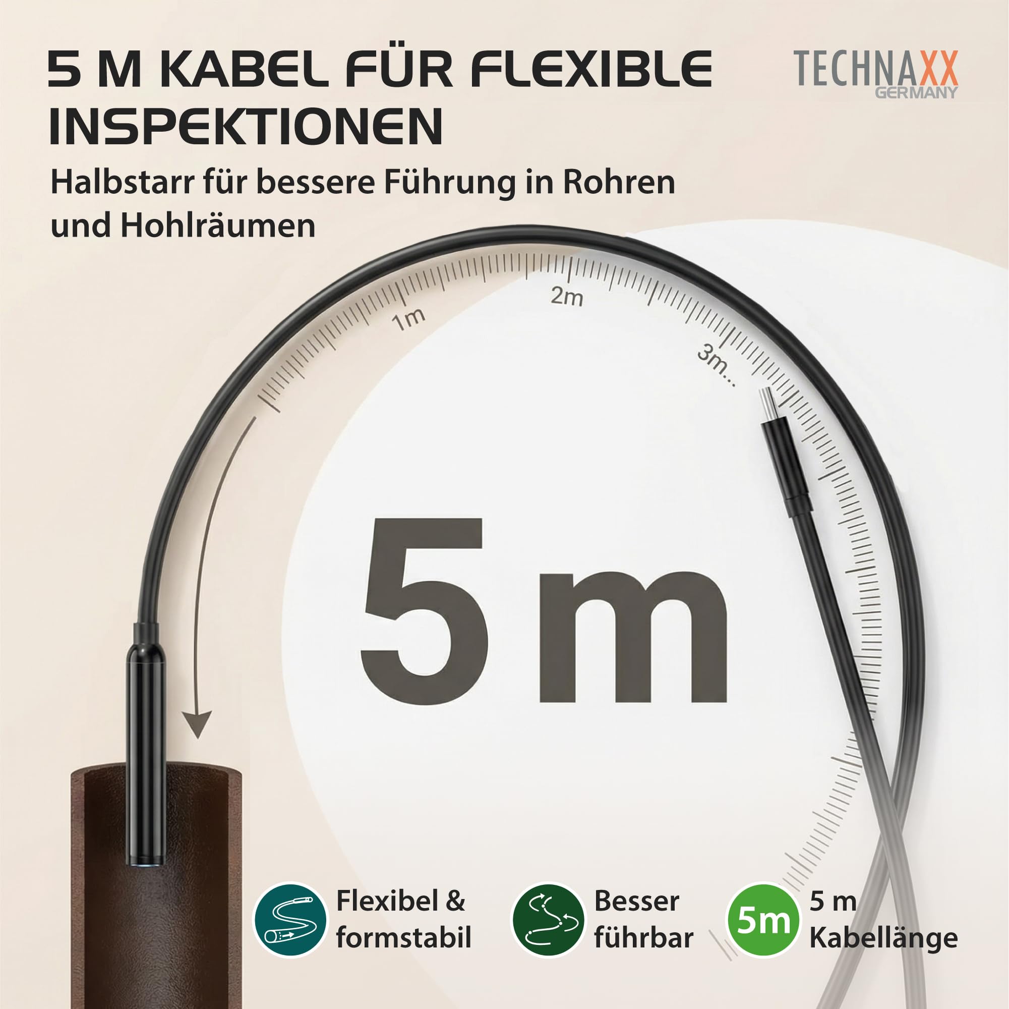 Technaxx USB-C Endoskopkamera TX-386 – Inspektionskamera mit Licht
