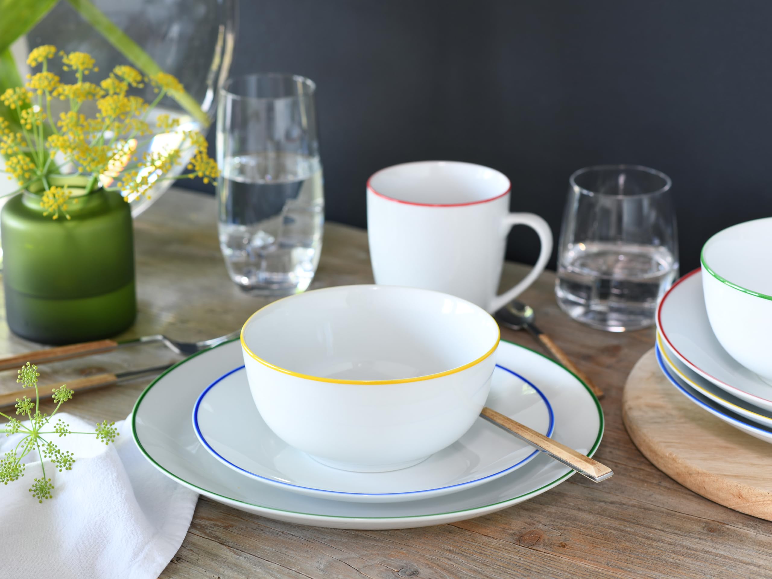 CreaTable 24054 Kombiservice Serie Luna Color Line 16-tlg Geschirrset 4 Personen