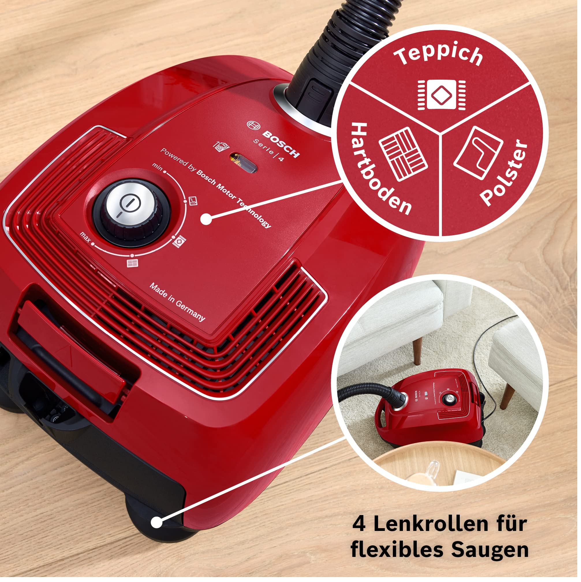Bosch BGD38RD1H Staubsauger Bodenreinigung mit Beutel