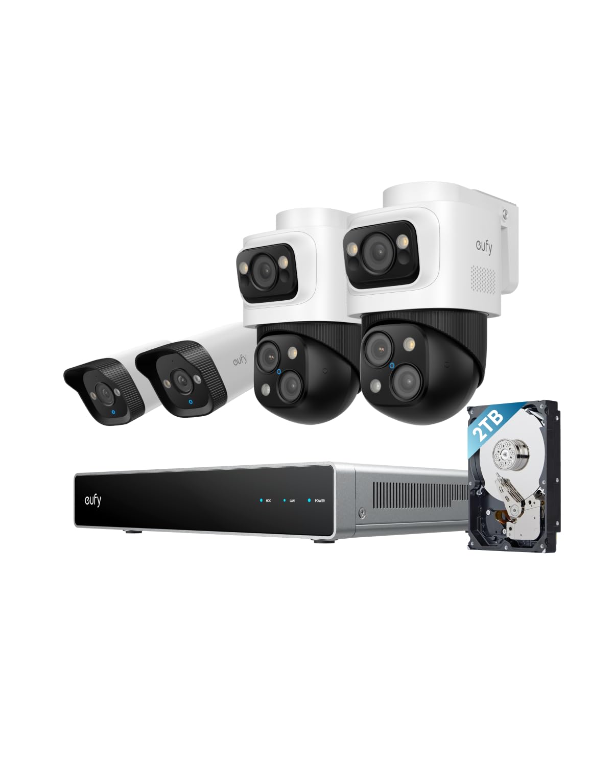 eufy PoE NVR Security System S4, 2× Bullet-PTZ-Kameras