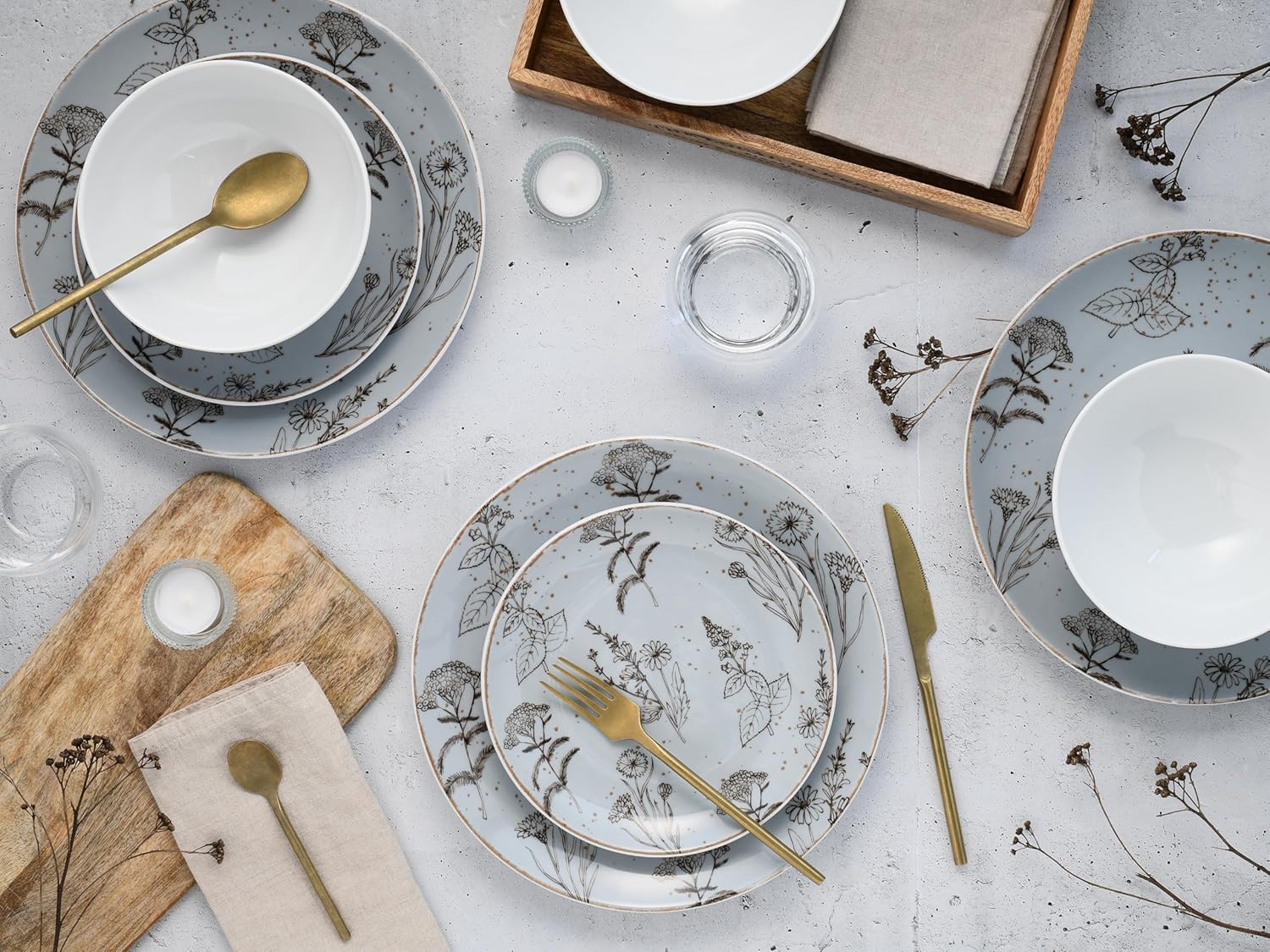CreaTable, 22507, Serie Vintage FLOWERS, Geschirrset, Kombiservice 16 teilig