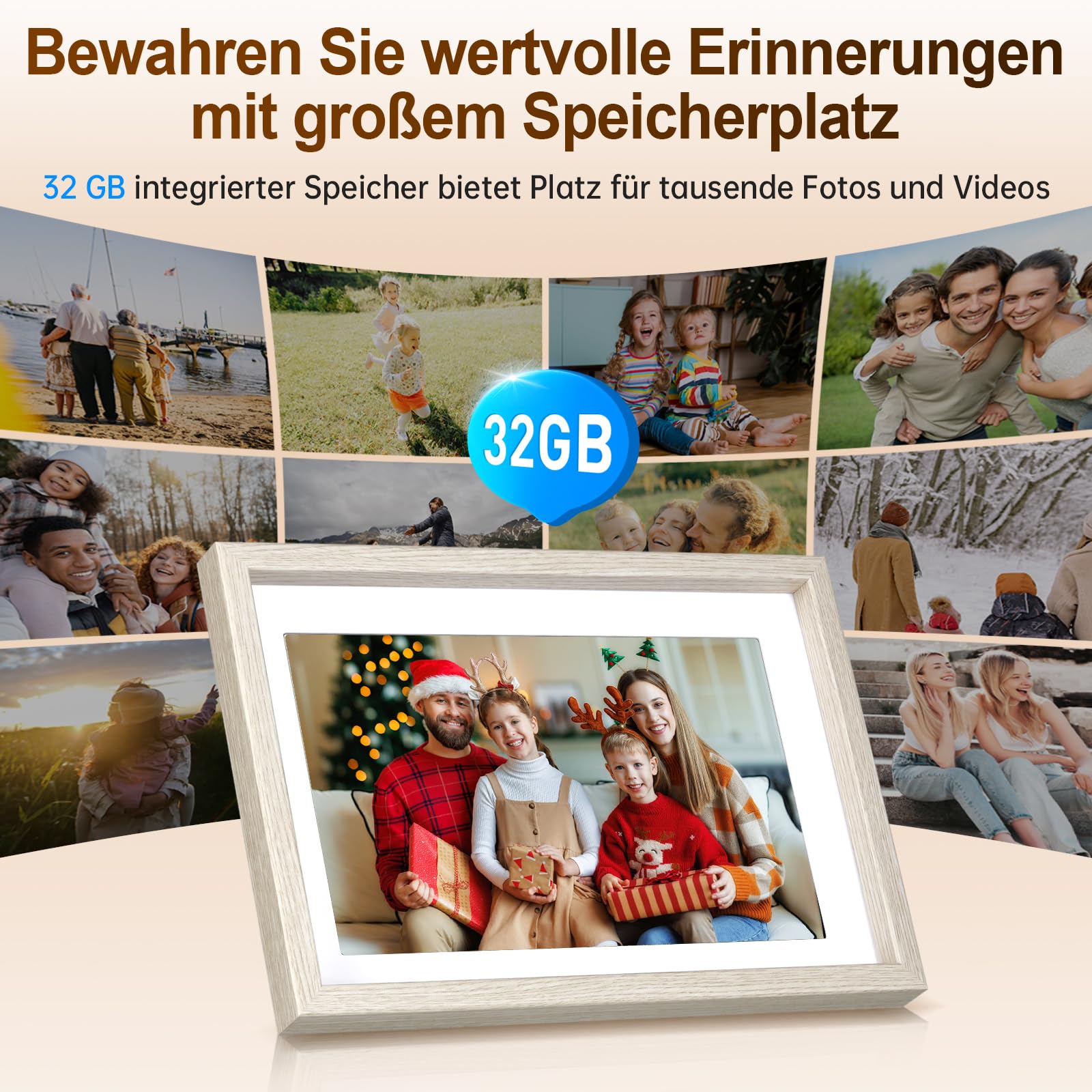 ROLLEI Smart Frame WiFi 108 Holzoptik Fichte Digitaler Bilderrahmen