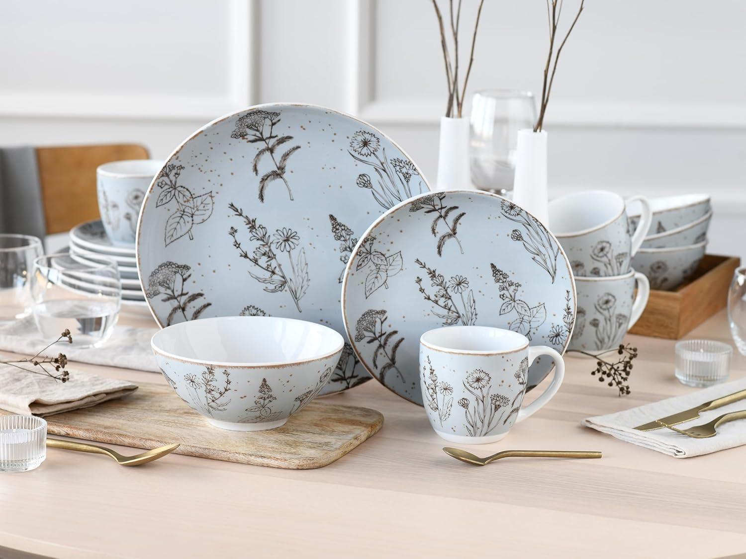 CreaTable, 22507, Serie Vintage FLOWERS, Geschirrset, Kombiservice 16 teilig