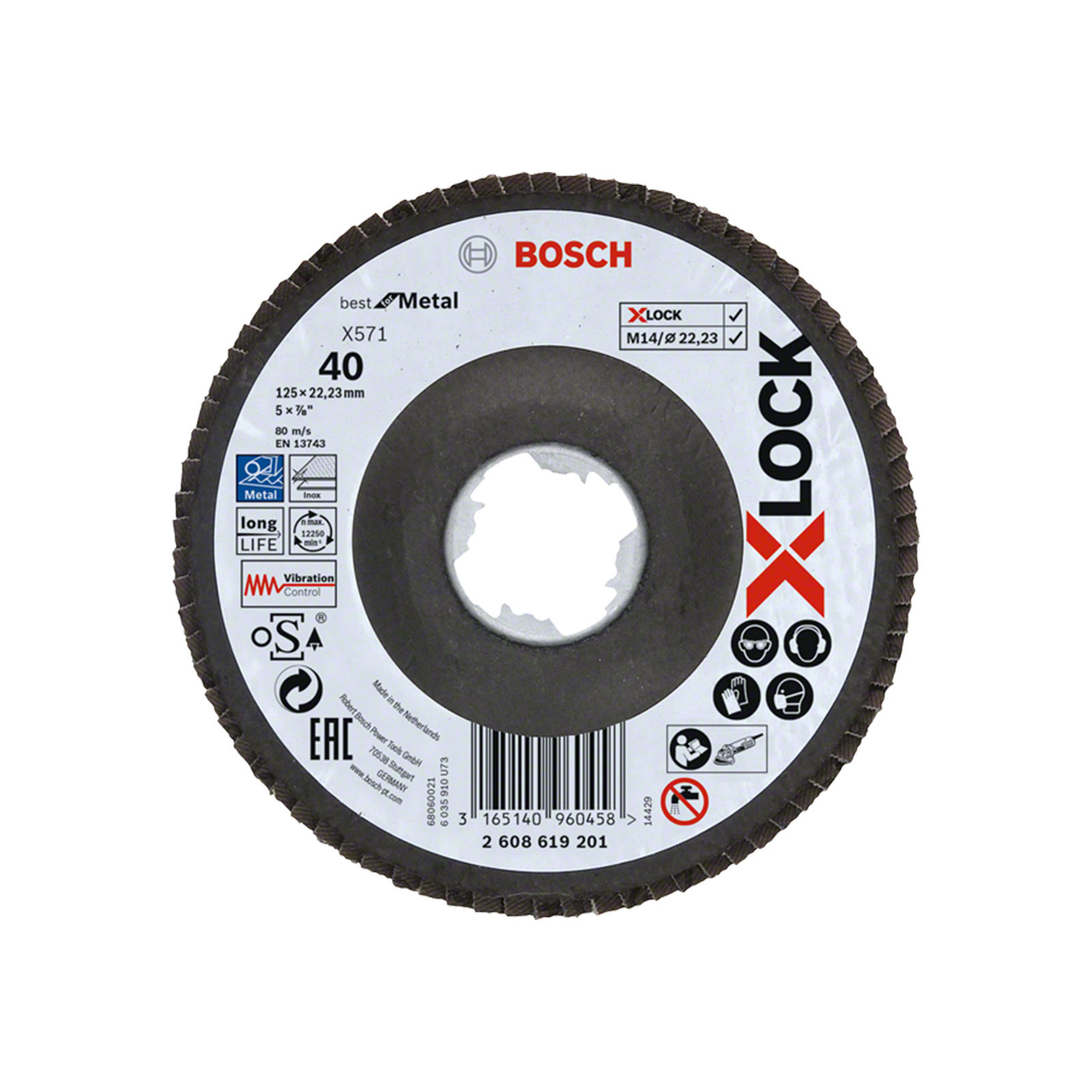 Bosch Professional X-LOCK Fächerscheibe BfM,125mm,K60,gek