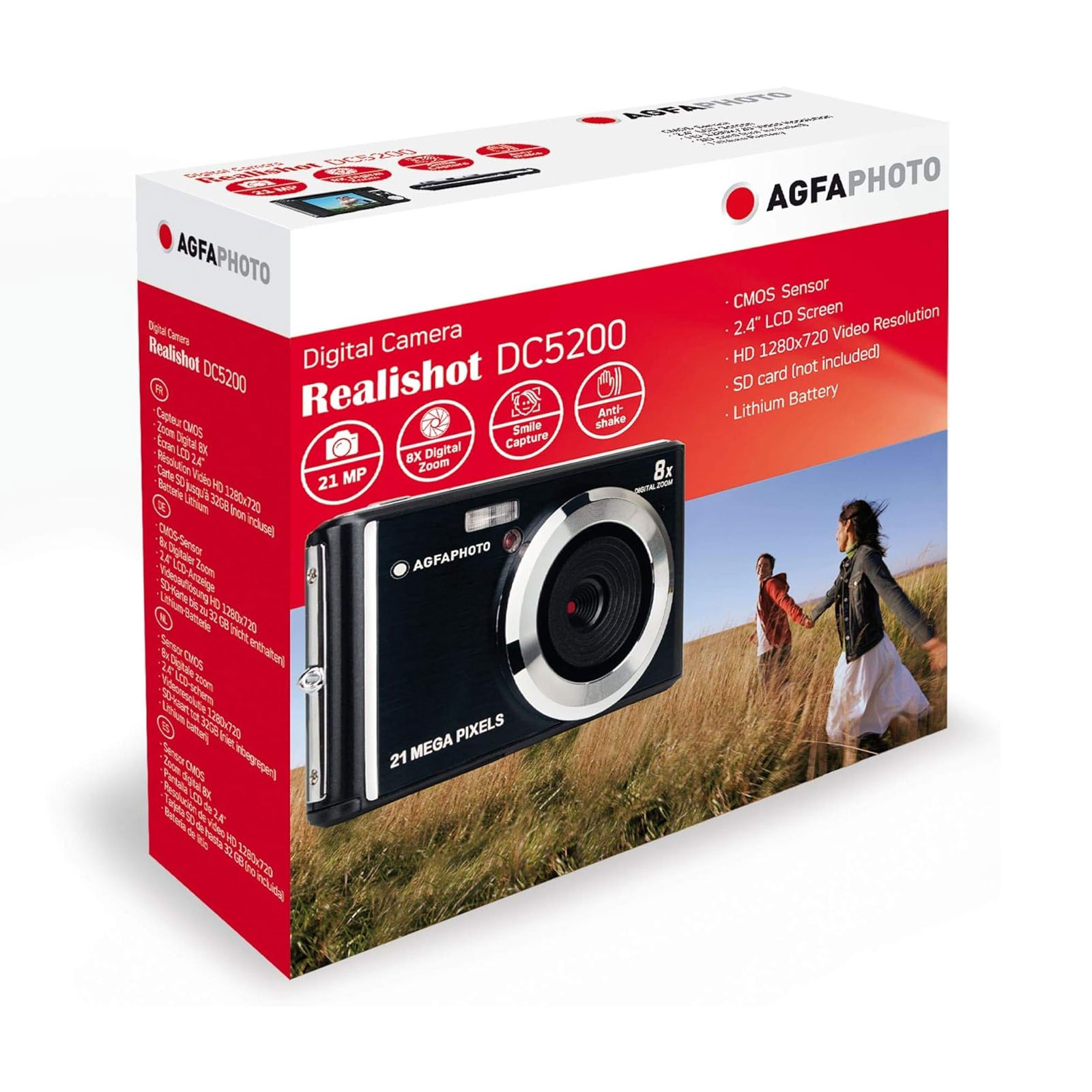 AgfaPhoto DC5200 Kompakte Digitalkamera 21MP, 8x Digitaler Zoom, 2,4 Zoll