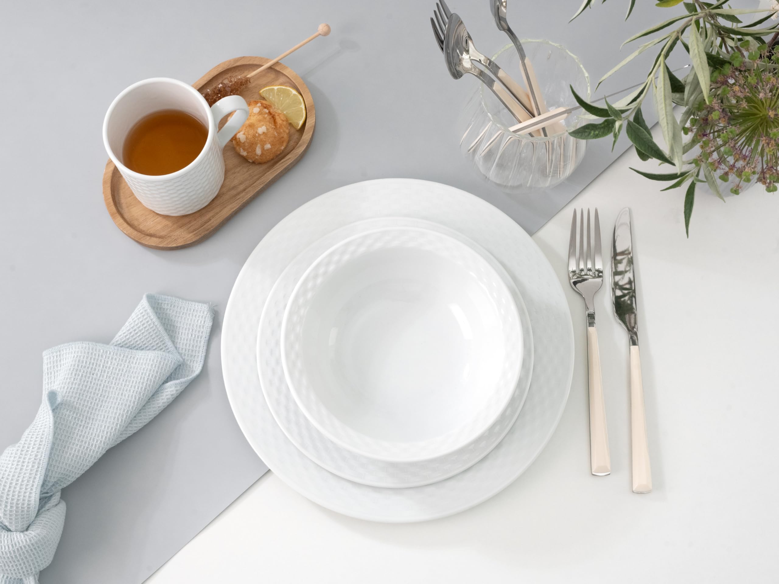 CreaTable 24643 Polo Weiss 16-tlg 4 Personen Kombiservice Porzellan