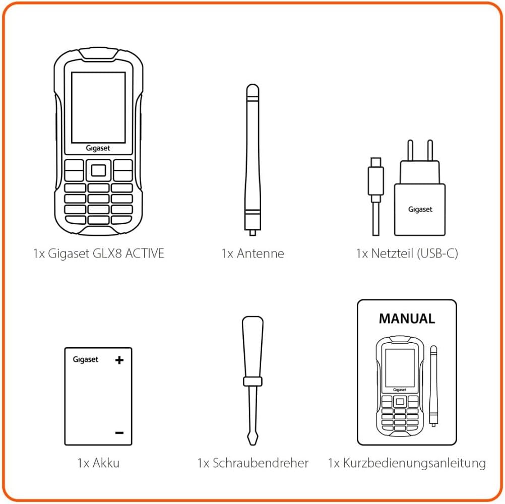 Gigaset GLX8 ACTIVE Robustes 4G-Outdoor-Tastenhandy mit Walkie-Talkie-Funktion Staub- & wasserdicht Gigaset GLX8 ACTIVE Robustes 4G-Outdoor-Tastenhandy mit Walkie-Talkie-Funktion Staub- & wasserdicht