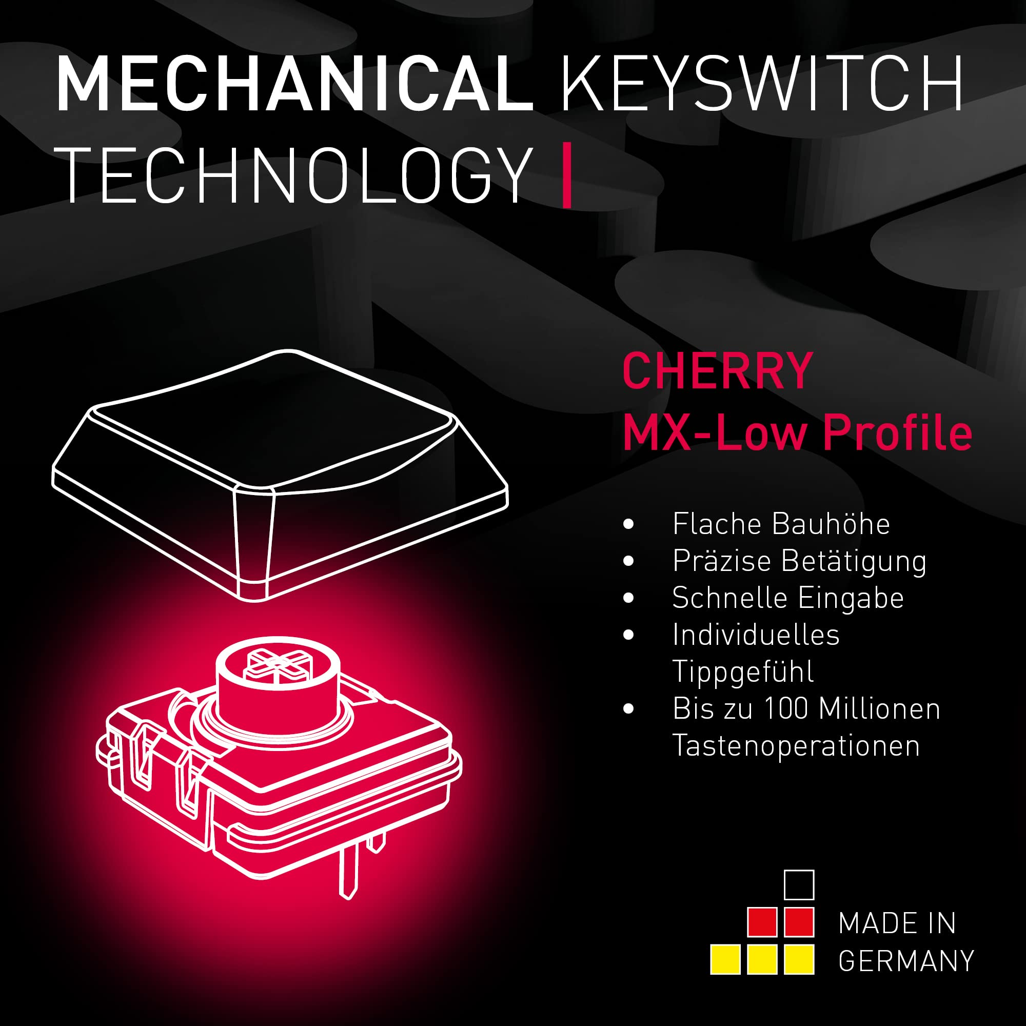 CHERRY MX-LP 2.1 Compact Wireless, Kabellose Gaming-Tastatur mit 69 Tasten