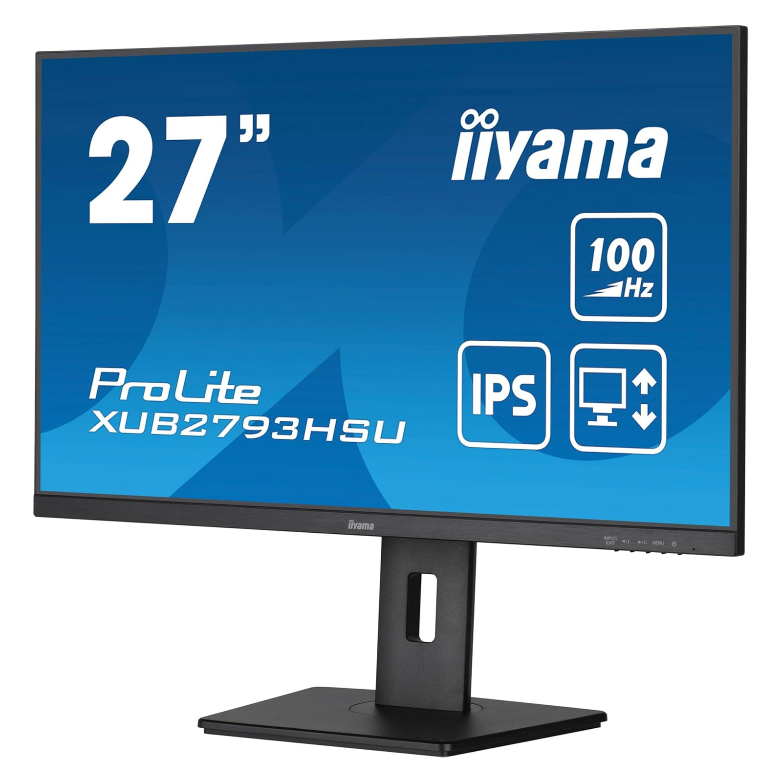 iiyama Monitor PROLITE XUB2793HSU-B7, matt schwarz, 27 Zoll, Full-HD, 100 Hz, 1ms (LED, HDMI, DisplayPort, höhenverstellbar, neigbar, pivot)