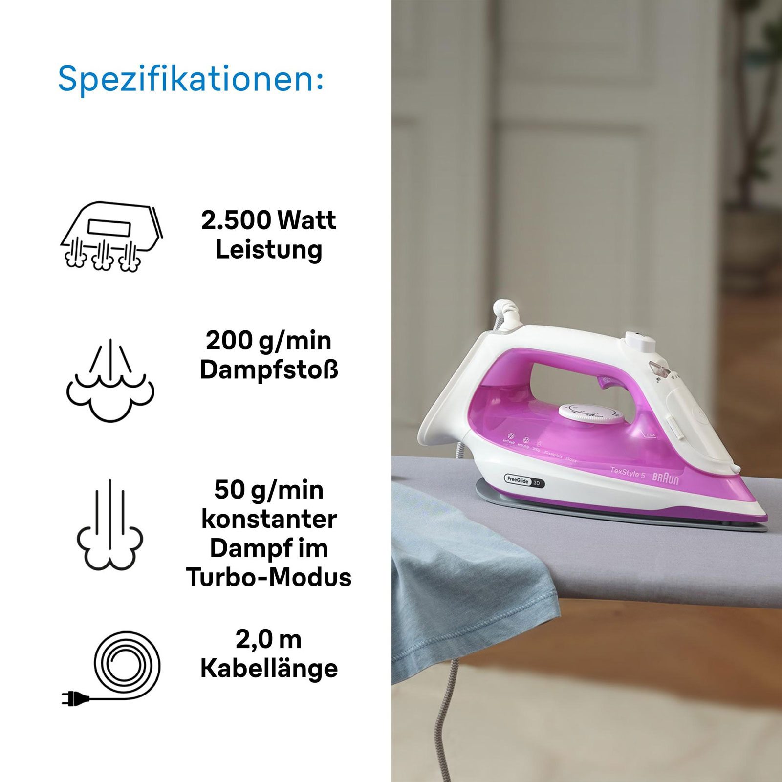 BRAUN SI 5225 PU TexStyle 5 Dampfbügeleisen