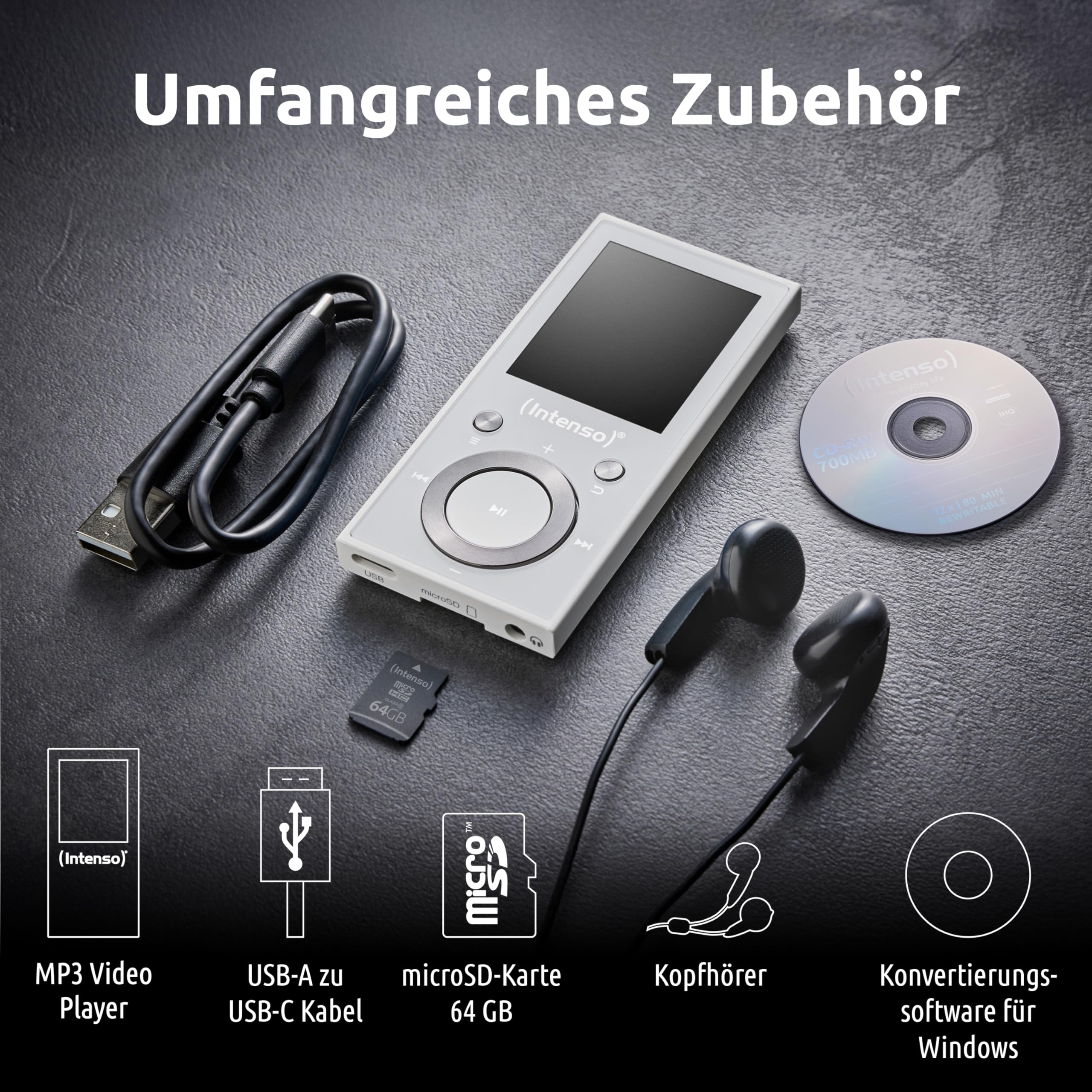 Intenso Video Scooter BT MP3 Player mit Bluetooth 5.0, 1,8 Zoll Farbdisplay