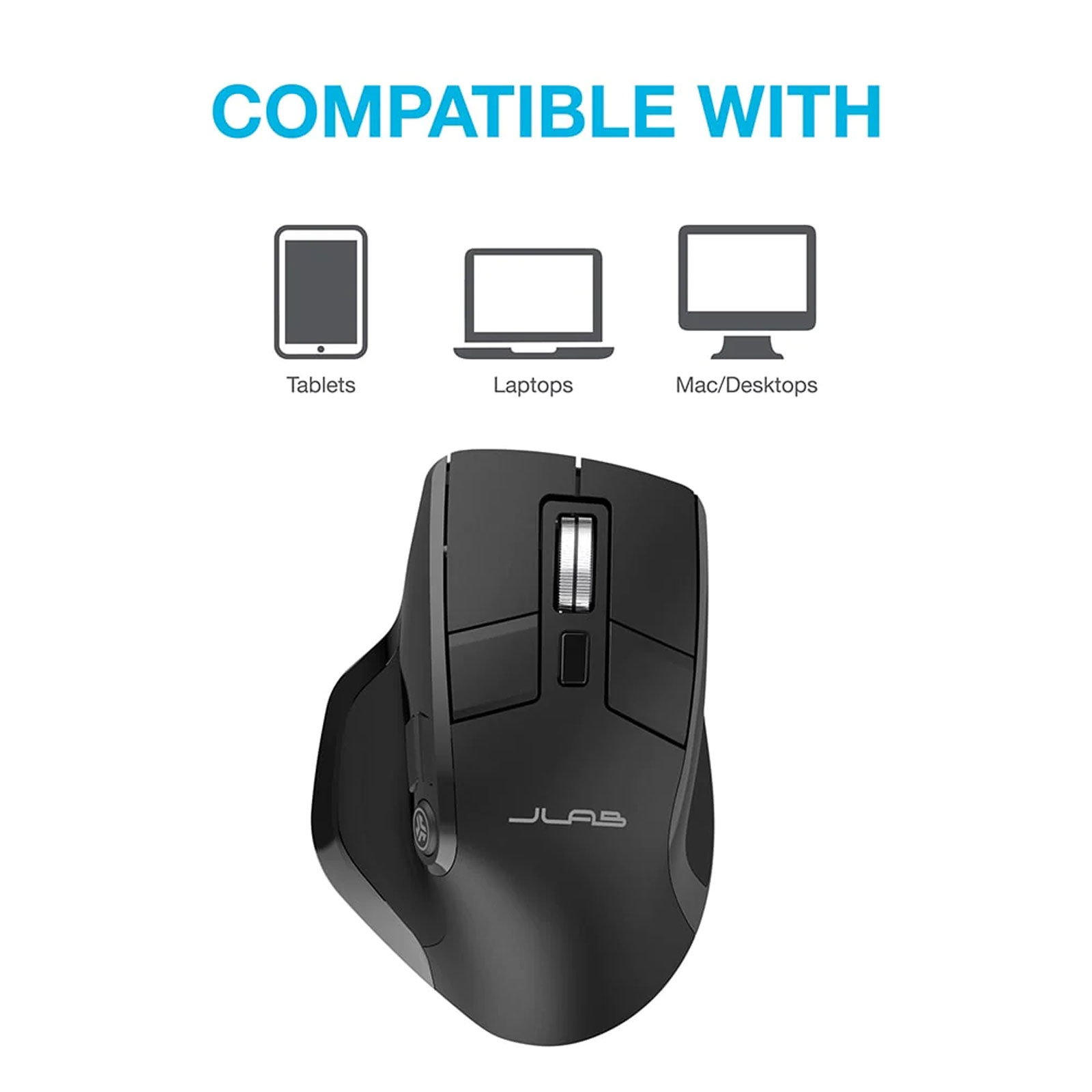 JLab Epic Mouse Funkmaus Bluetooth Maus USB-C mit Integriertem OLED Display