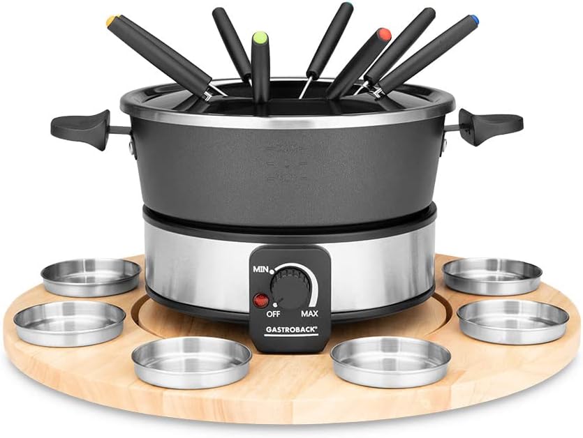 GASTROBACK 42566 Elektrisches Fondue Set mit Drehteller