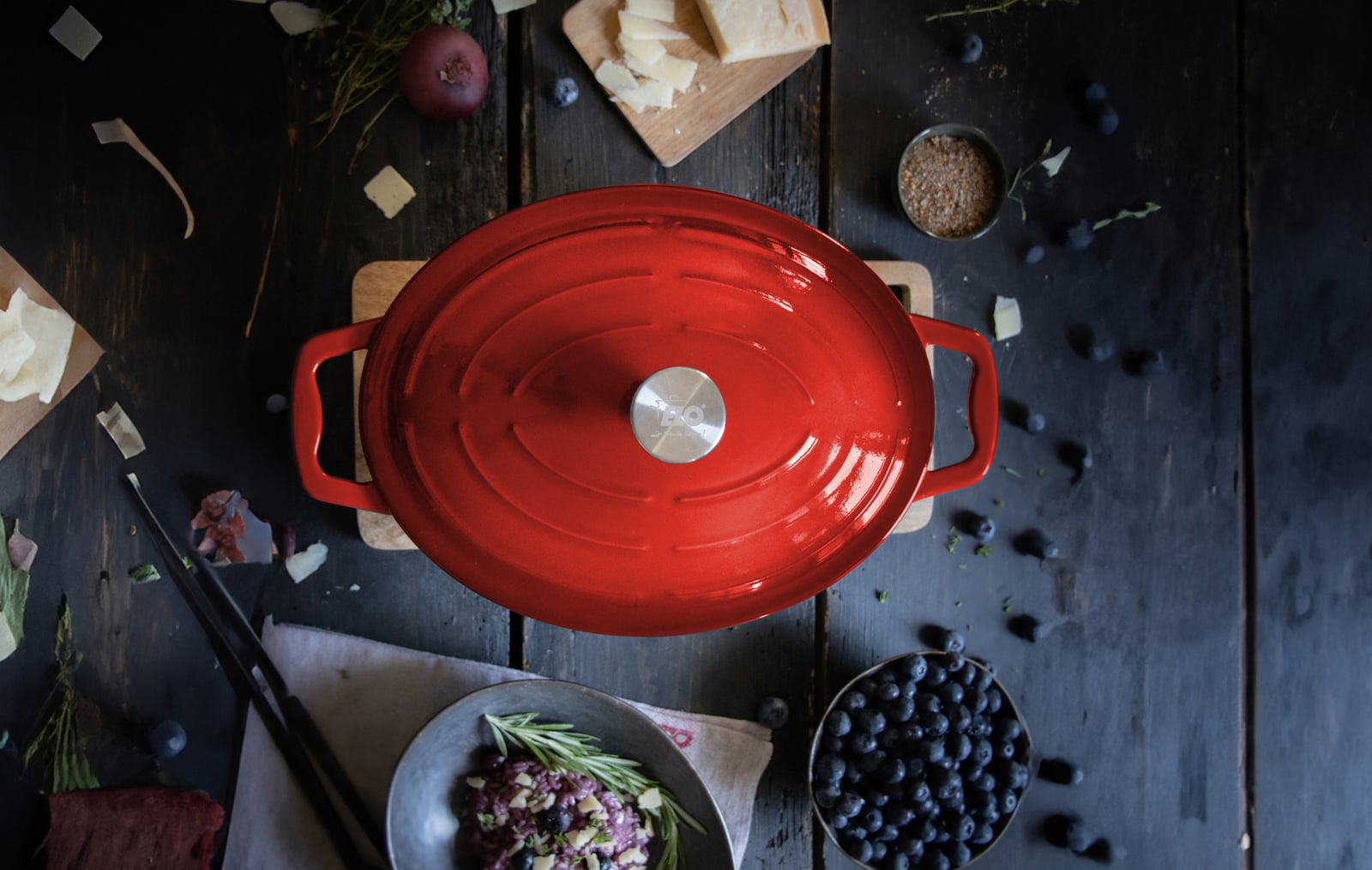 ELO Gusseisen Bräter oval 33 cm rot