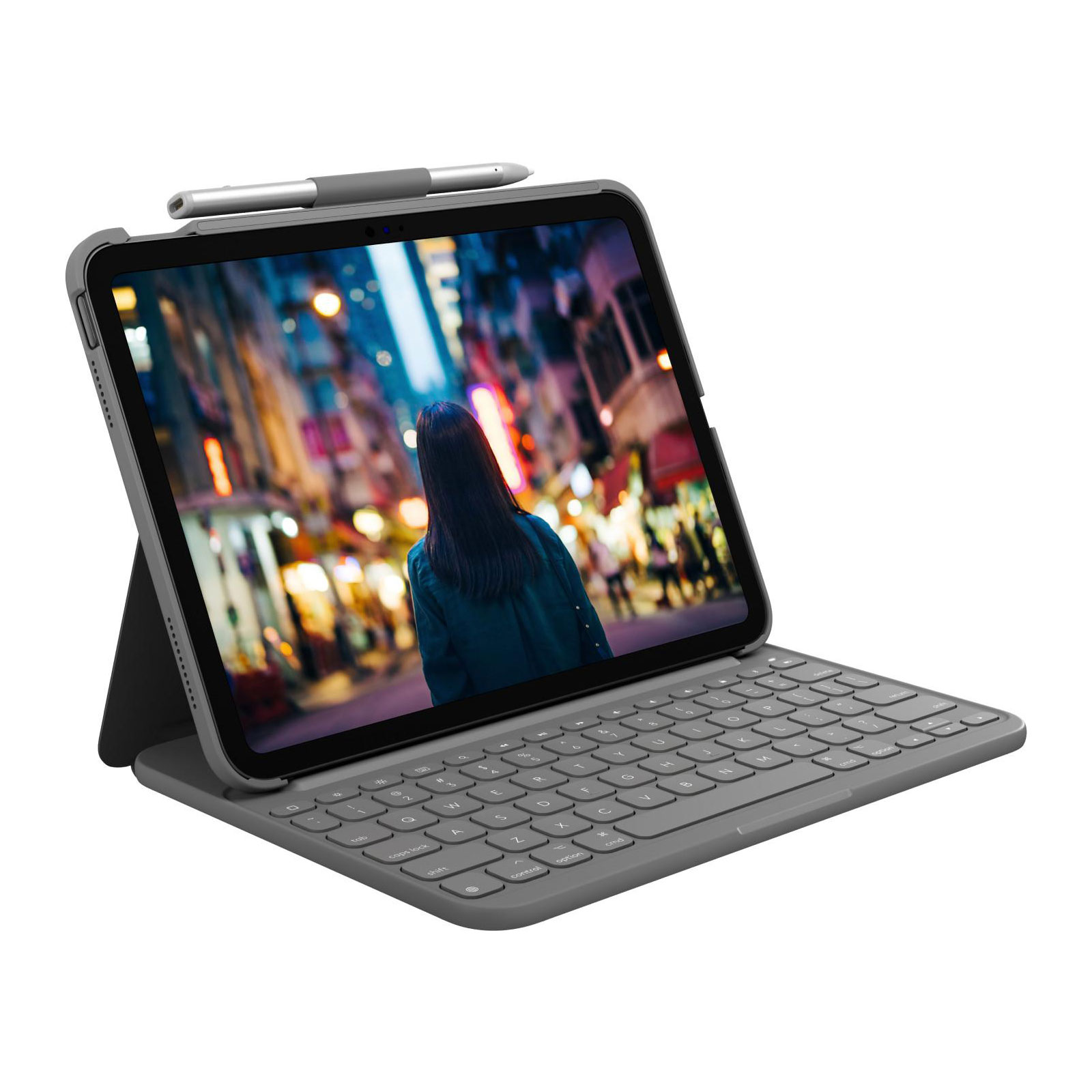 Logitech Slim Folio für iPad 10.Generation Oxford Grey Tablet-Tastatur mit Bookcover Logitech Slim Folio für iPad 10.Generation Oxford Grey Tablet-Tastatur mit Bookcover