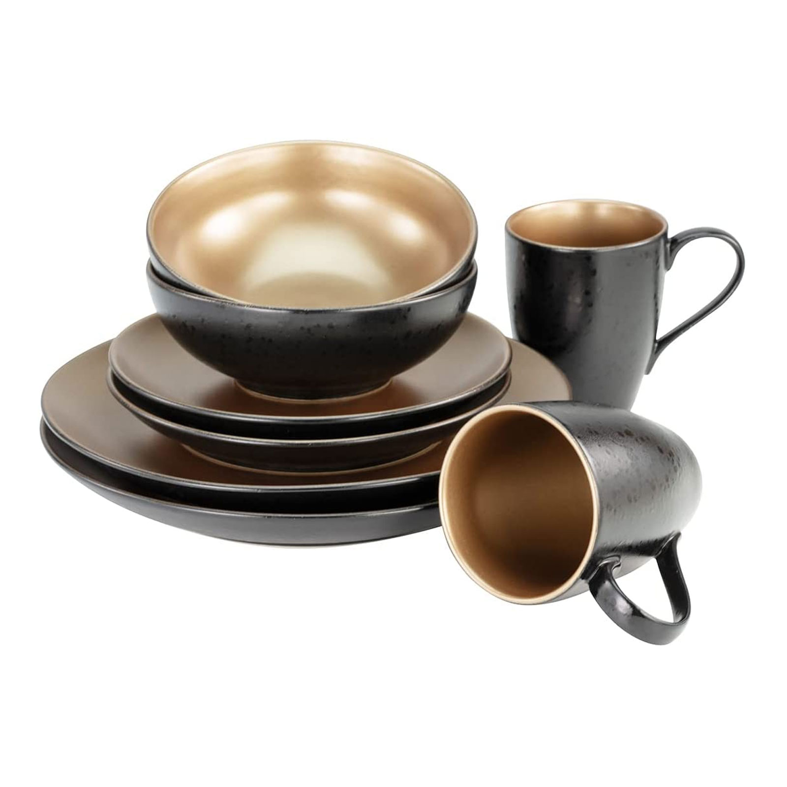 CreaTable, 23598, Serie GLAMOUR - Gold, Geschirrset, Kombiservice 16 teilig