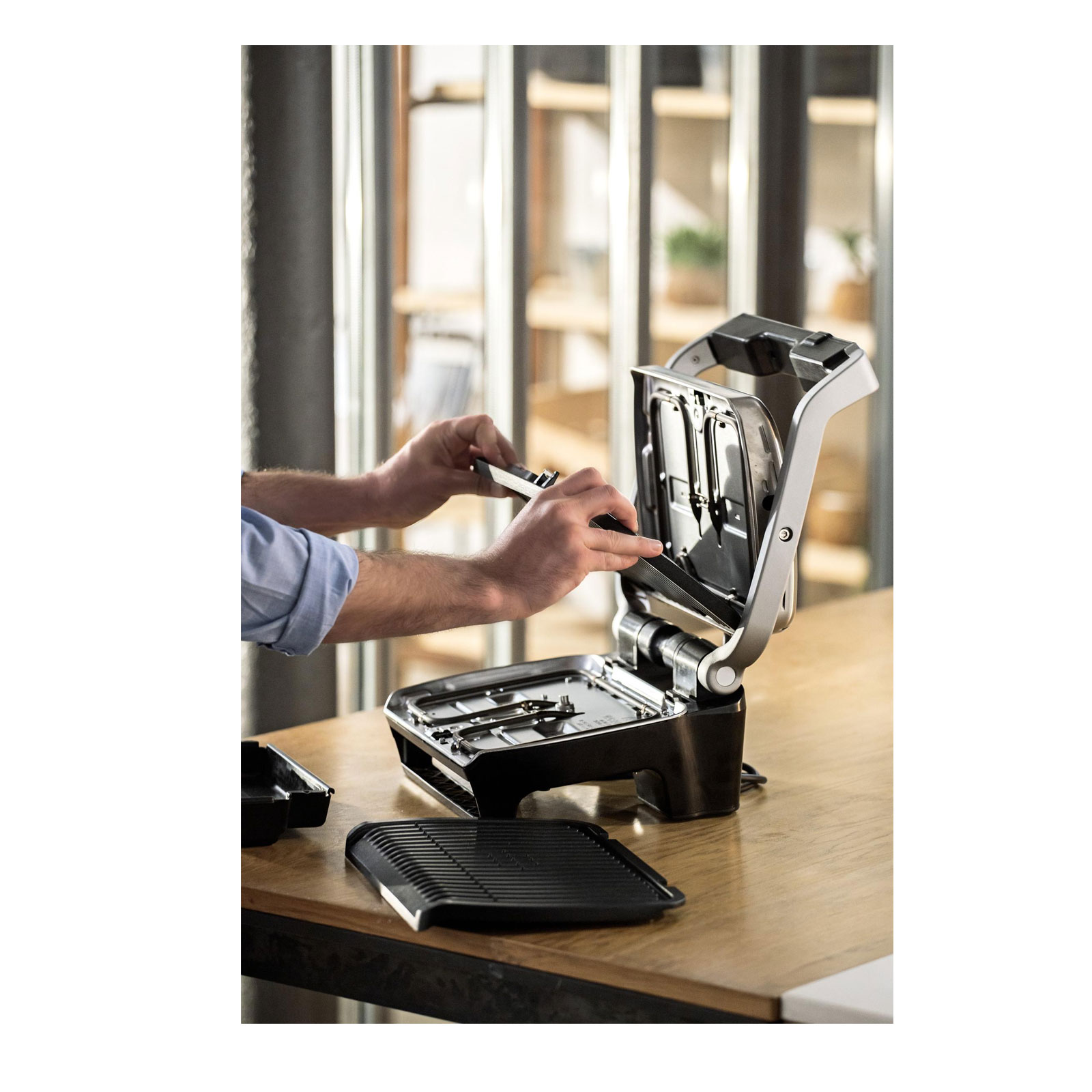 TEFAL GC 750D Elite OptiGrill Kontaktgrill gebürsteter Edelstahl