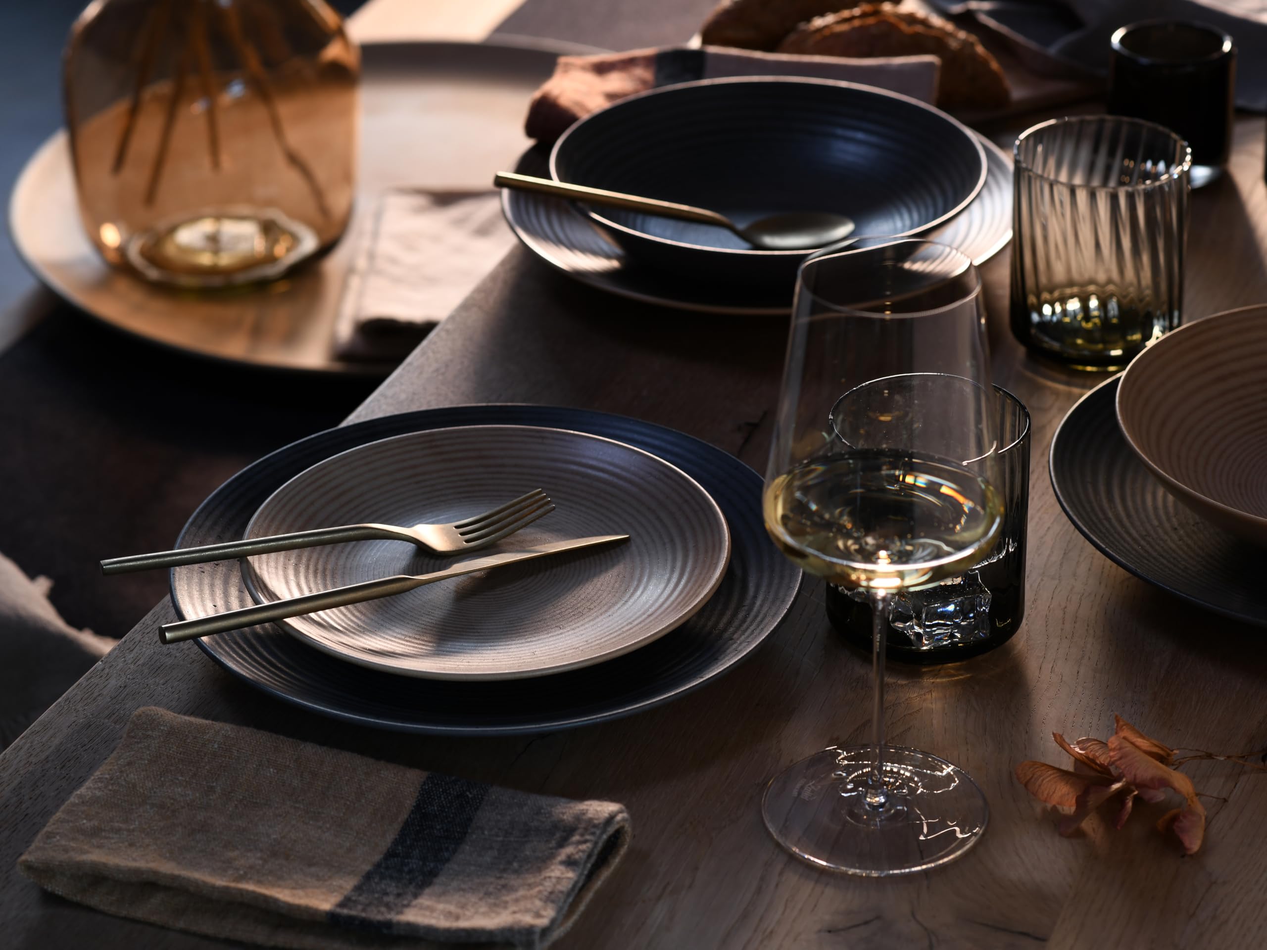 CreaTable, 24345, Serie Catania Anthrazit, 12-tlg Geschirrset für 4 Personen