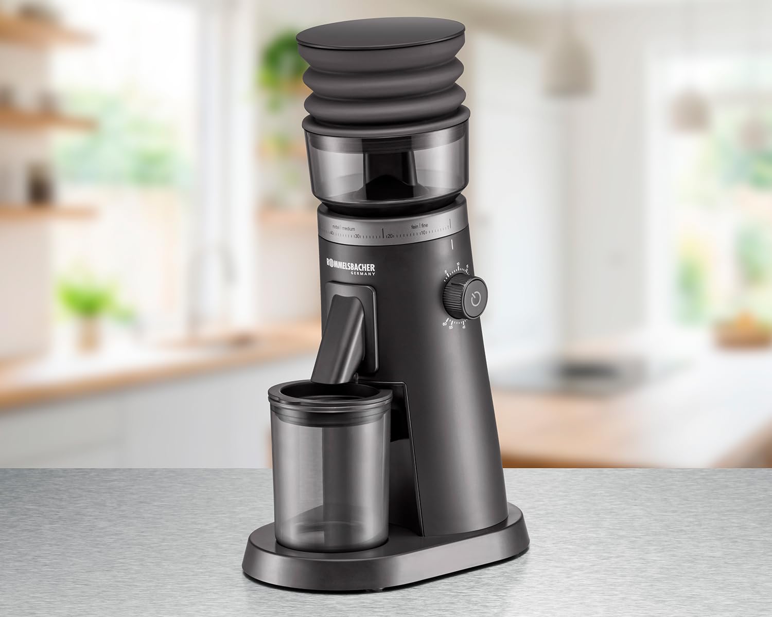 ROMMELSBACHER Premium Kaffeemühle EKM 600, Edelstahl Kegelmahlwerk