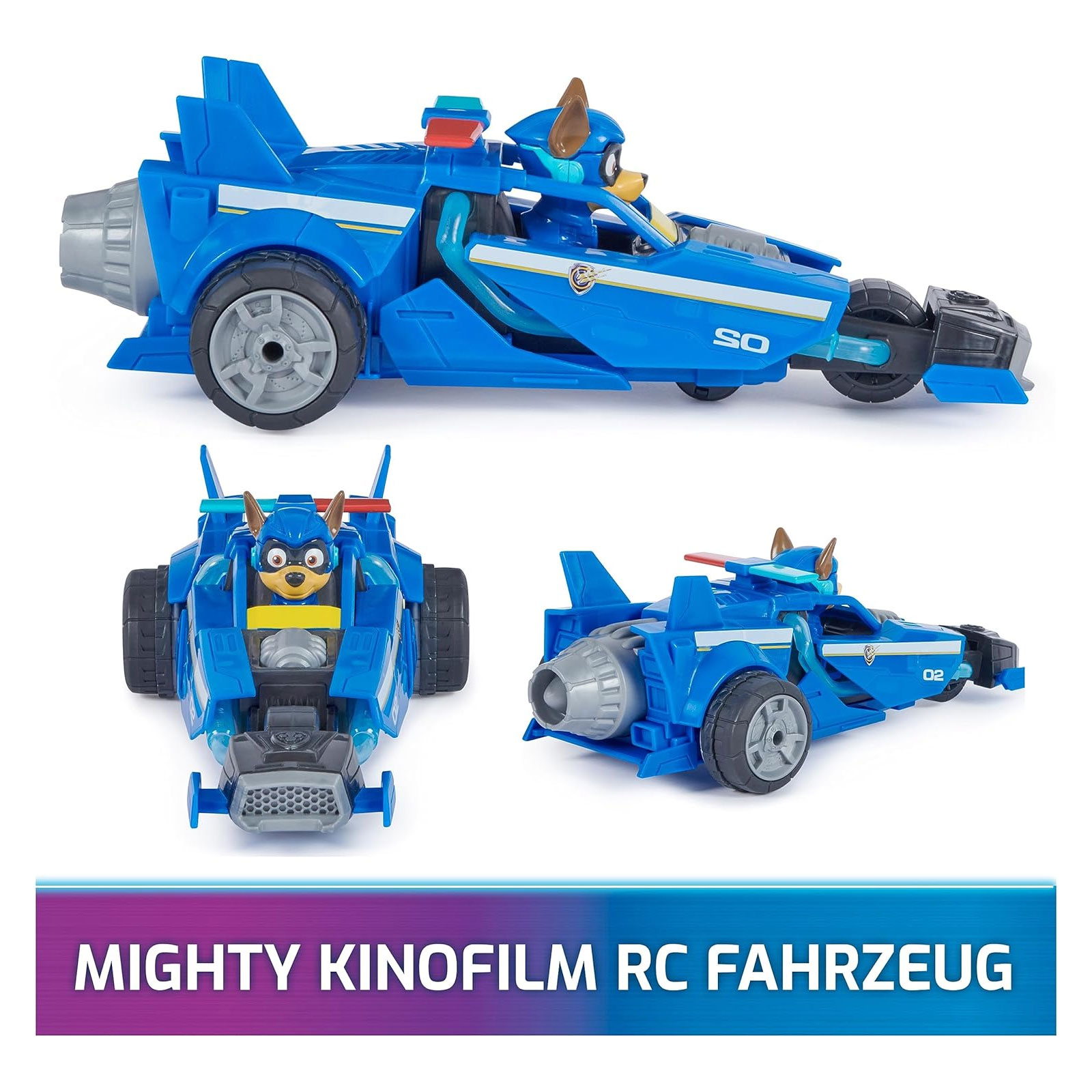 Paw Patrol Der Mighty Kinofilm, RC Polizeiauto mit Chase im Fahrersitz ferngesteuertes Auto